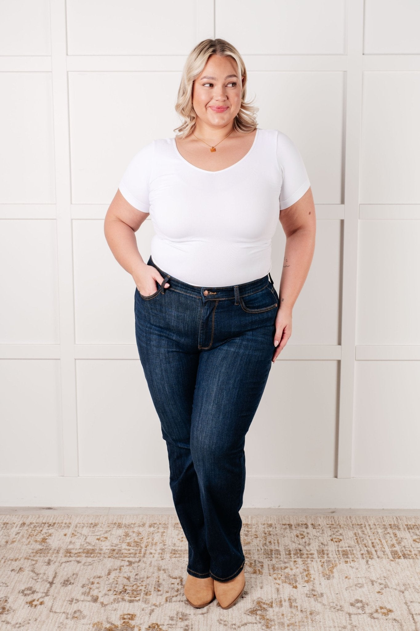 Alaina High Rise Classic Straight Jeans - Loving God