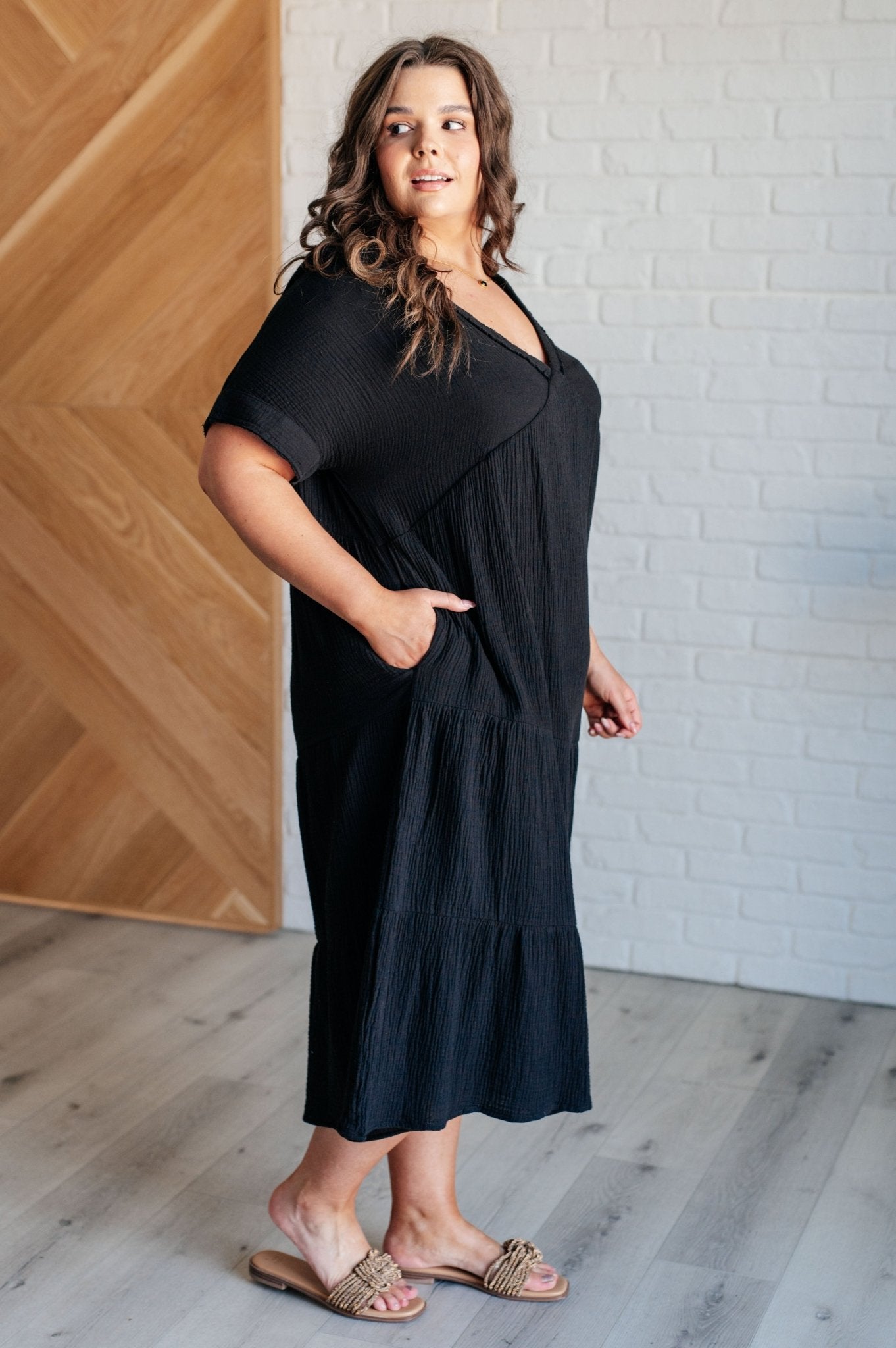 Always Learning Dolman Sleeve Dress in Black - Loving God