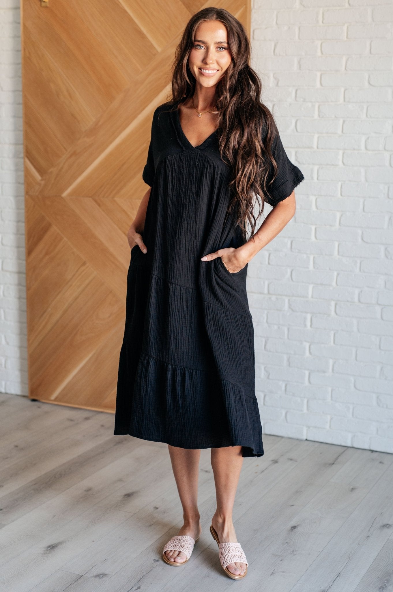 Always Learning Dolman Sleeve Dress in Black - Loving God