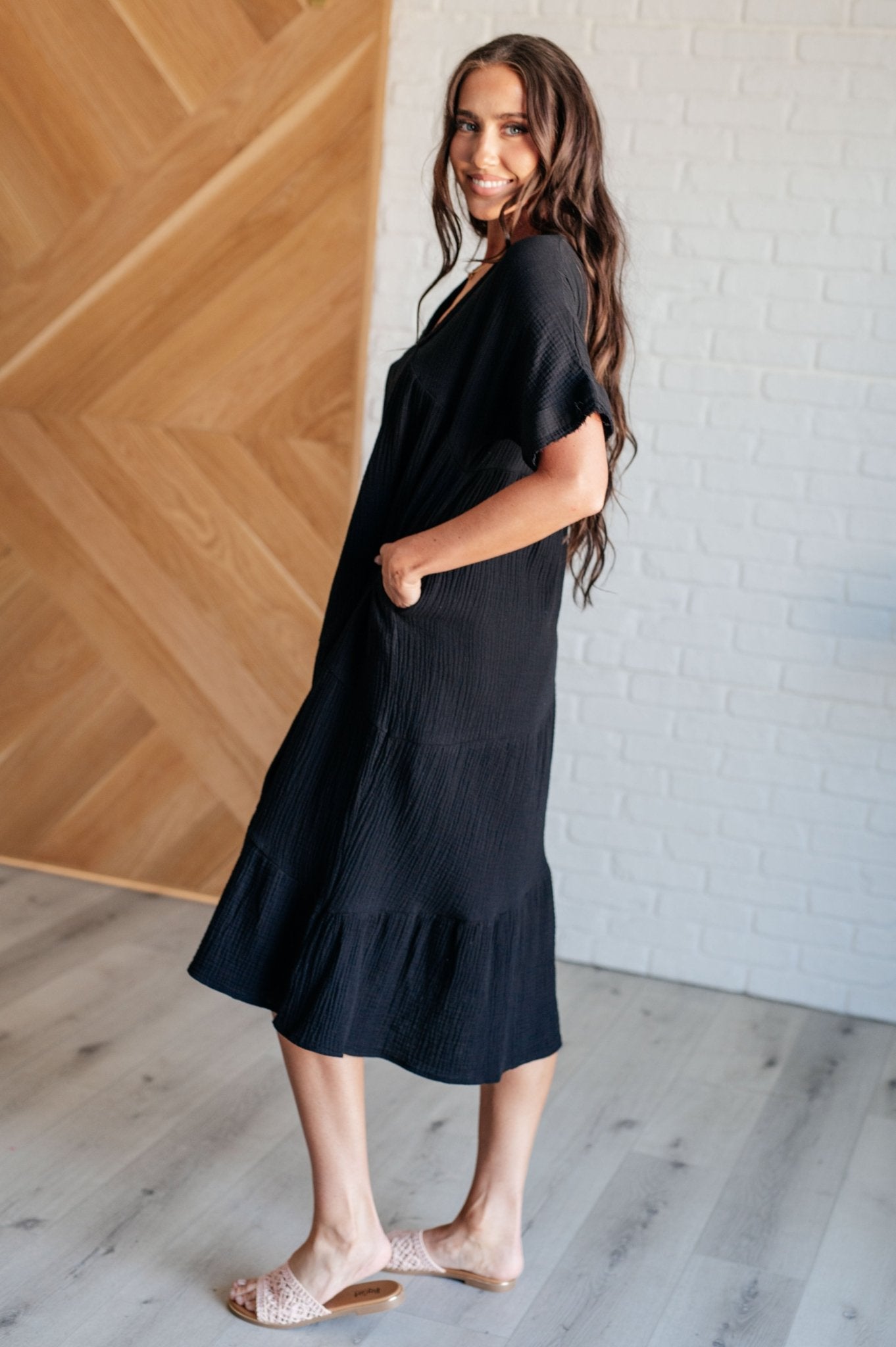 Always Learning Dolman Sleeve Dress in Black - Loving God