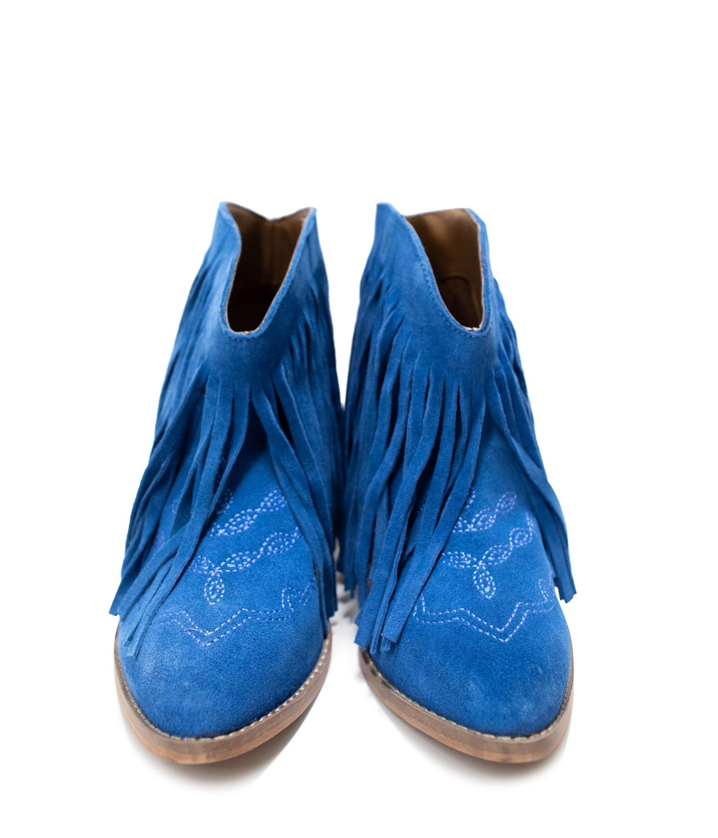 Amos Fringe Ankle Bootie in Blue Suede - Loving God