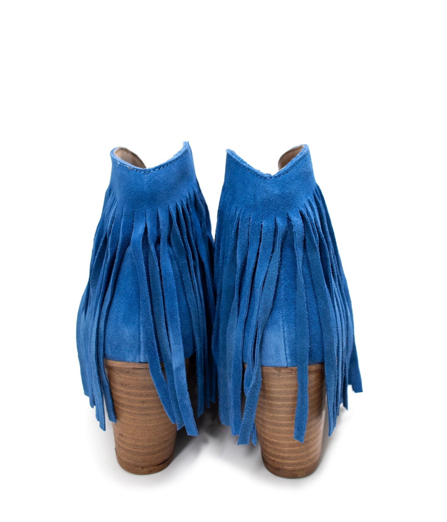 Amos Fringe Ankle Bootie in Blue Suede - Loving God