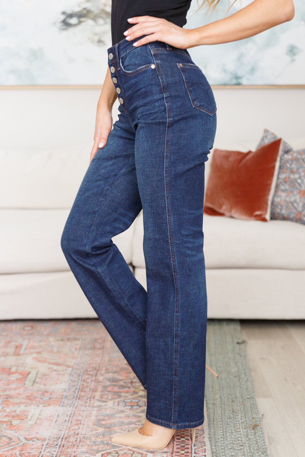 Arlo High Rise Button - Fly Straight Jeans - Loving God