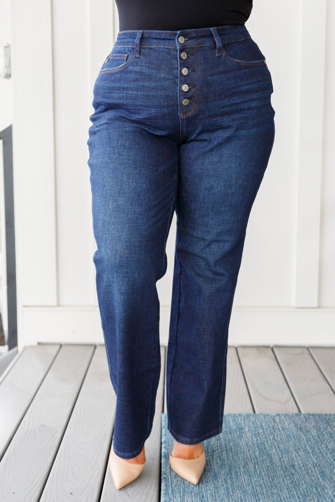 Arlo High Rise Button - Fly Straight Jeans - Loving God