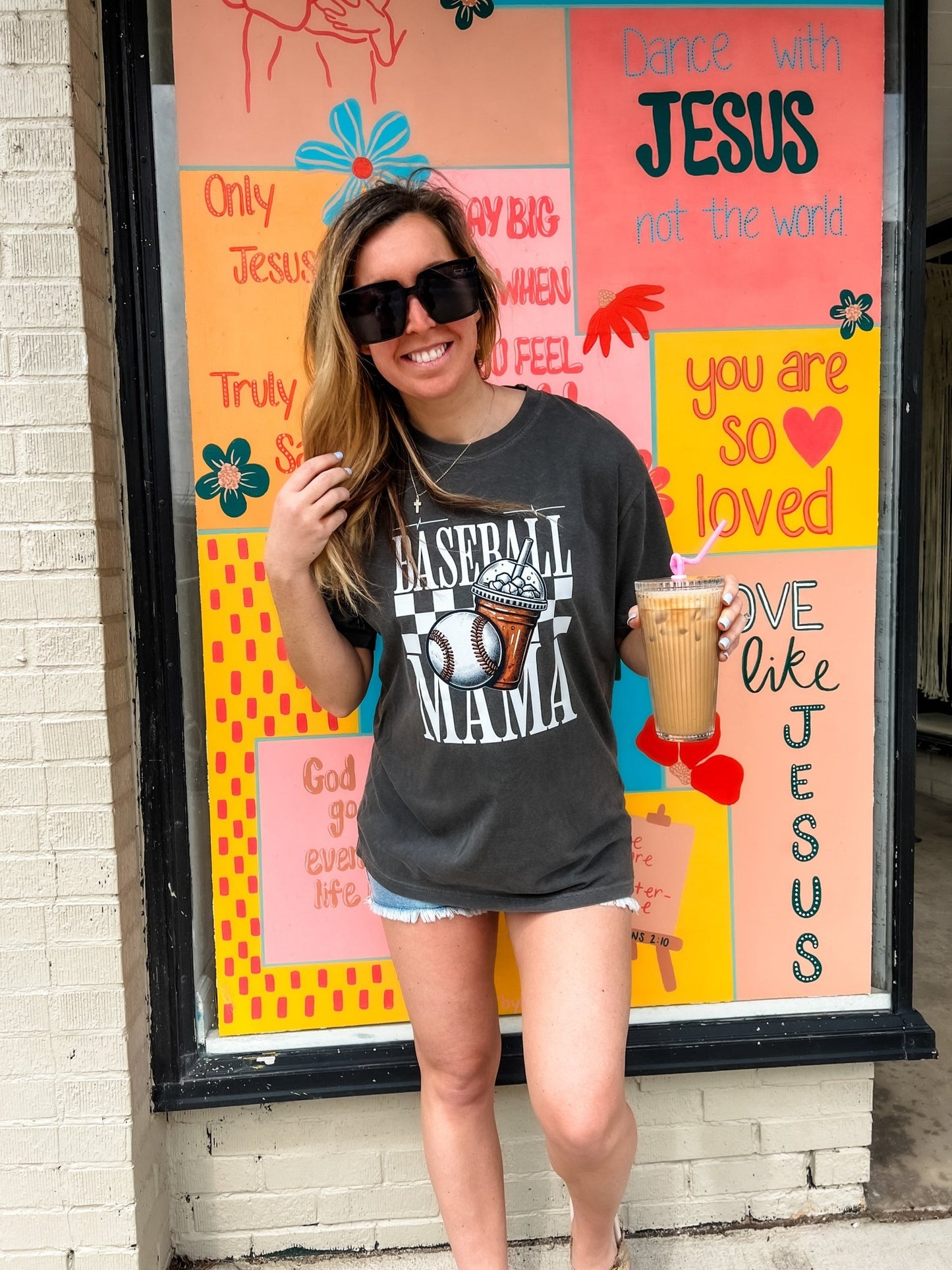 Baseball Coffee Mama Life Graphic Tee - Loving God