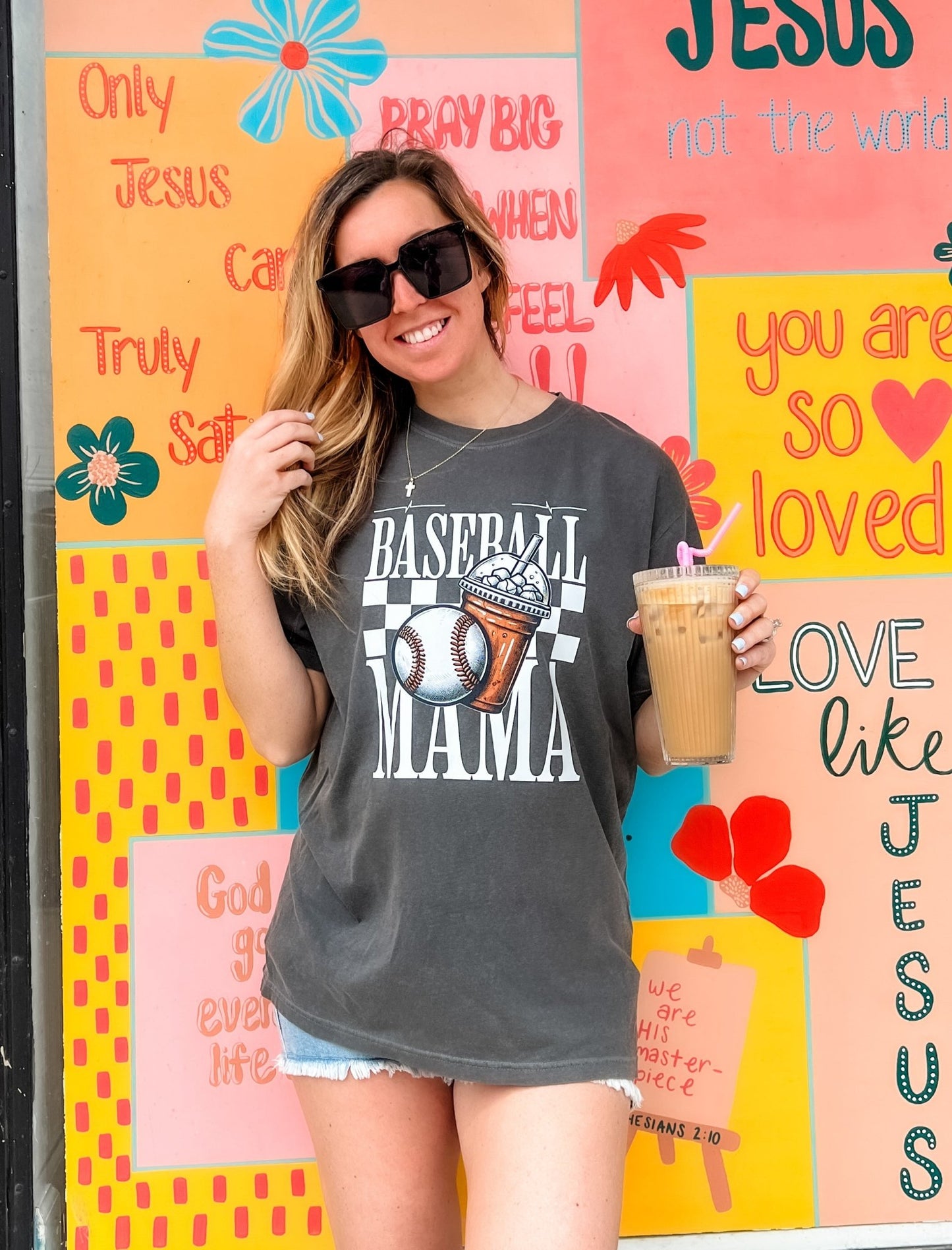 Baseball Coffee Mama Life Graphic Tee - Loving God