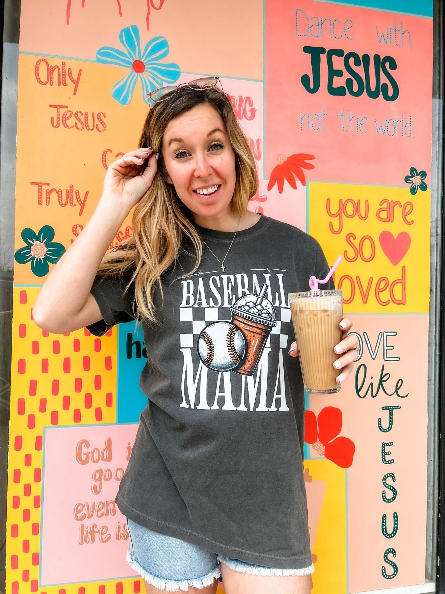 Baseball Coffee Mama Life Graphic Tee - Loving God
