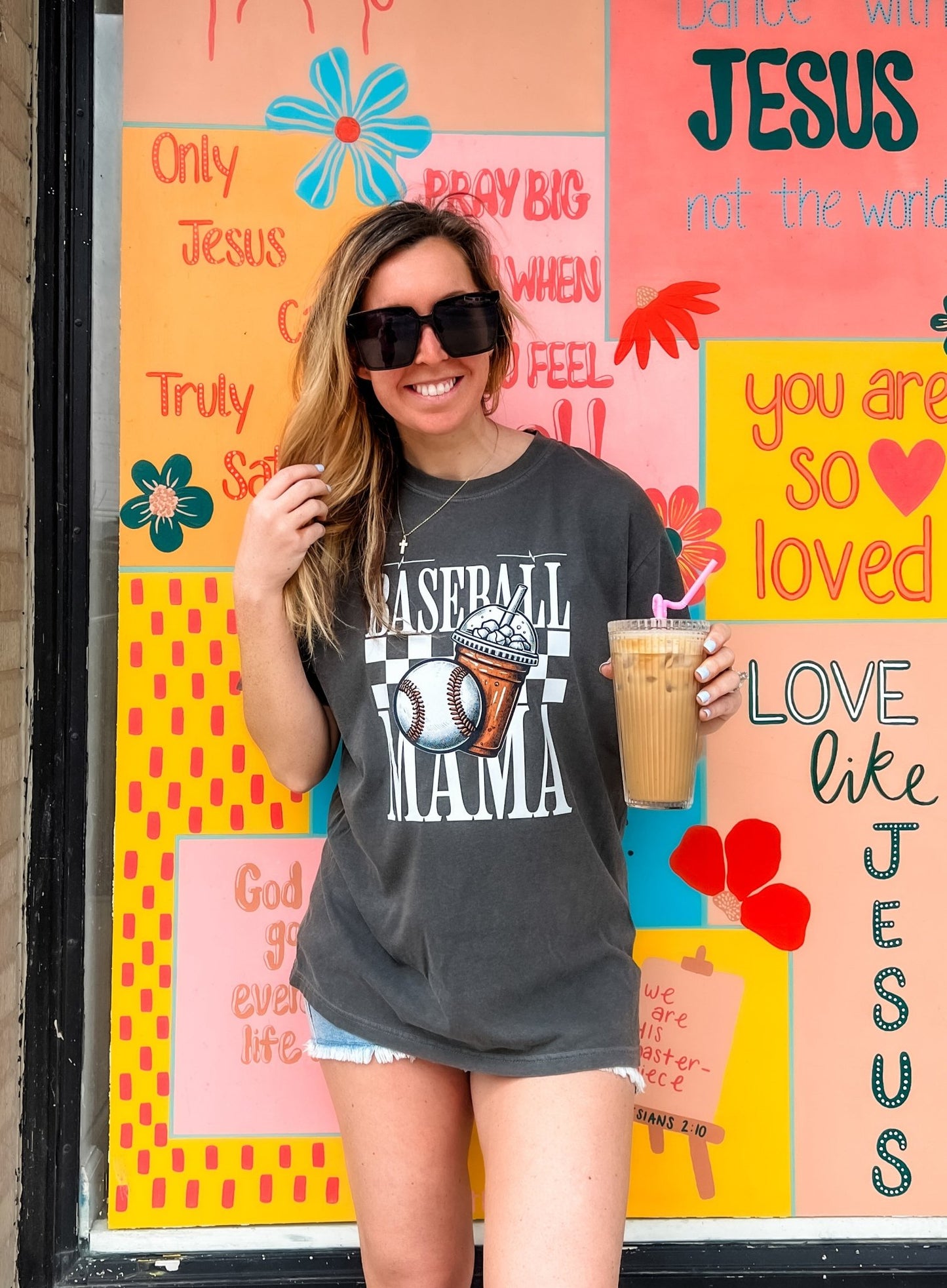 Baseball Coffee Mama Life Graphic Tee - Loving God