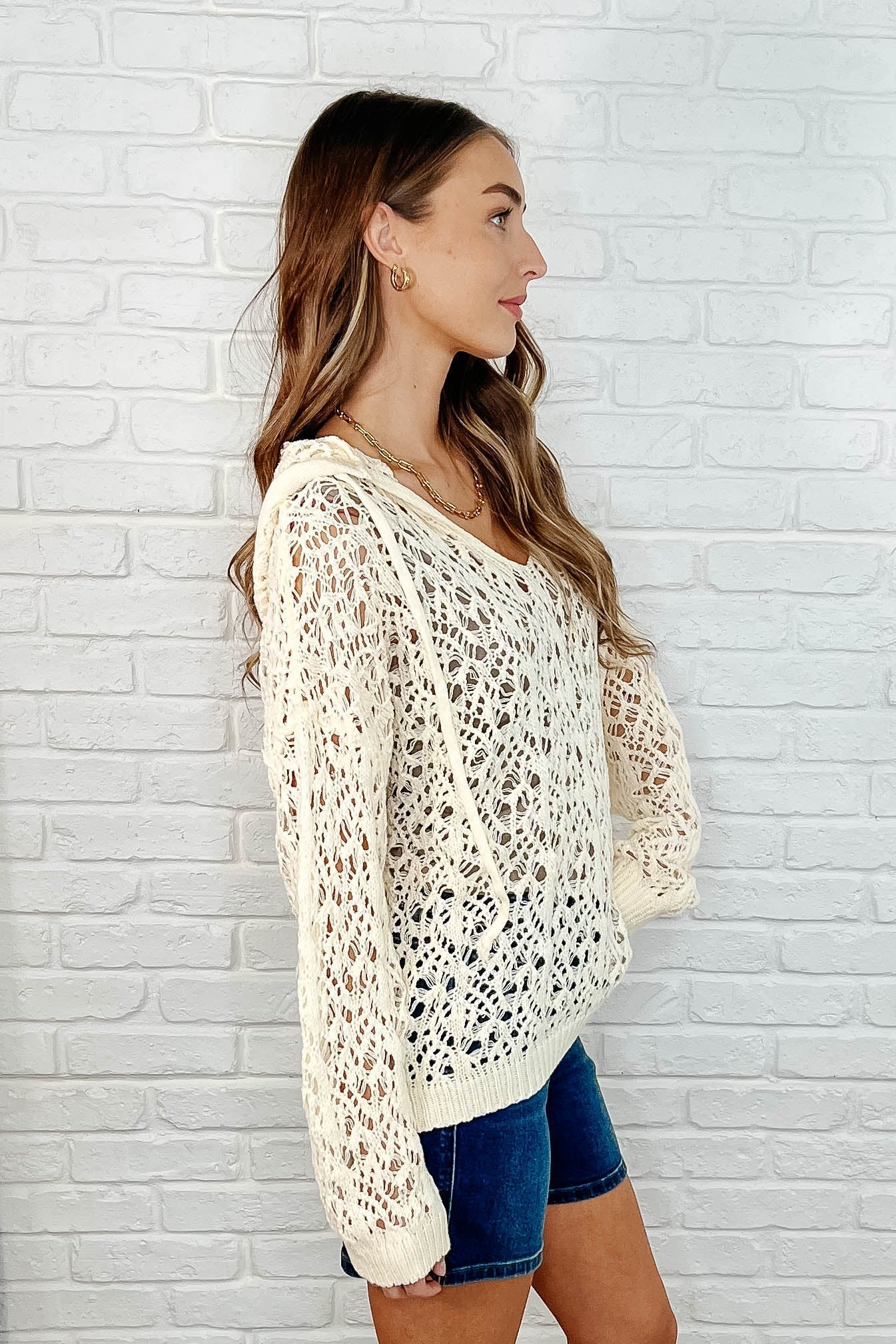 Bohemian Breeze Hooded Layering Top in Natural - Loving God