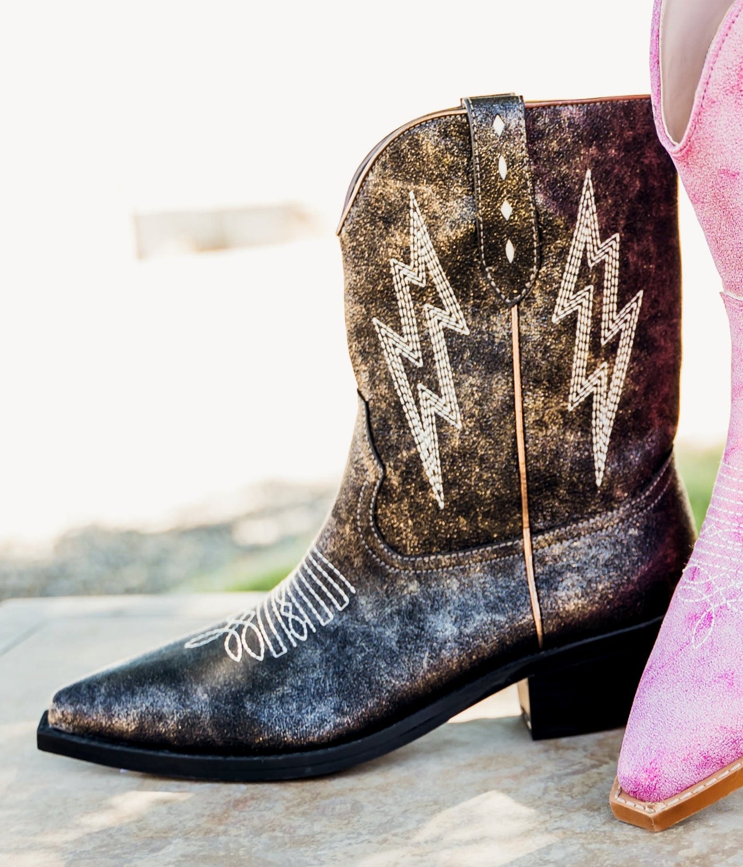 Bowie Metallic Boot in Black - Loving God