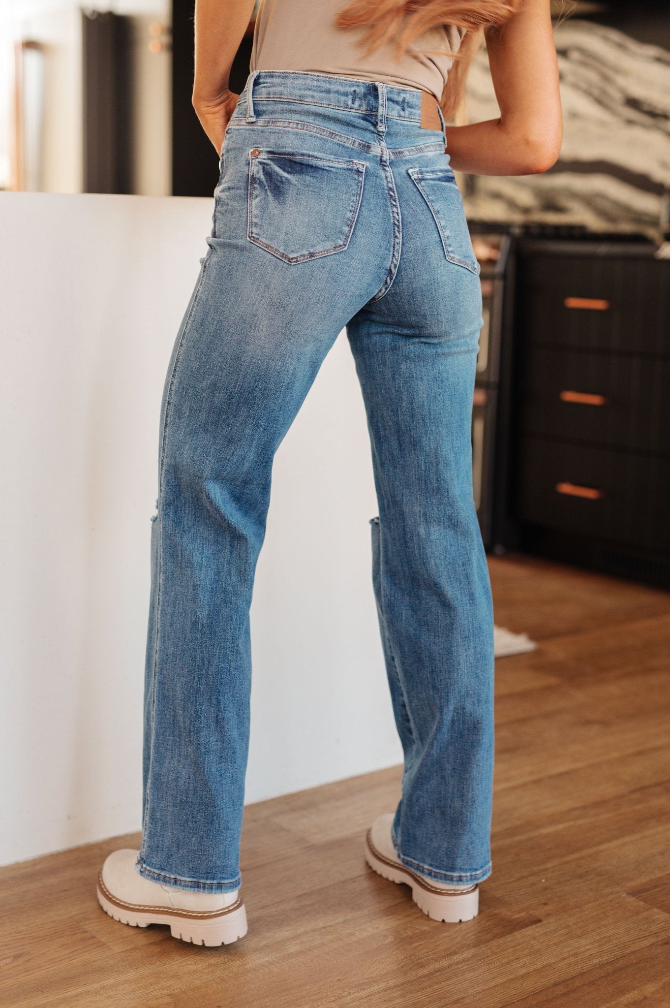 Bree High Rise Control Top Distressed Straight Jeans - Loving God