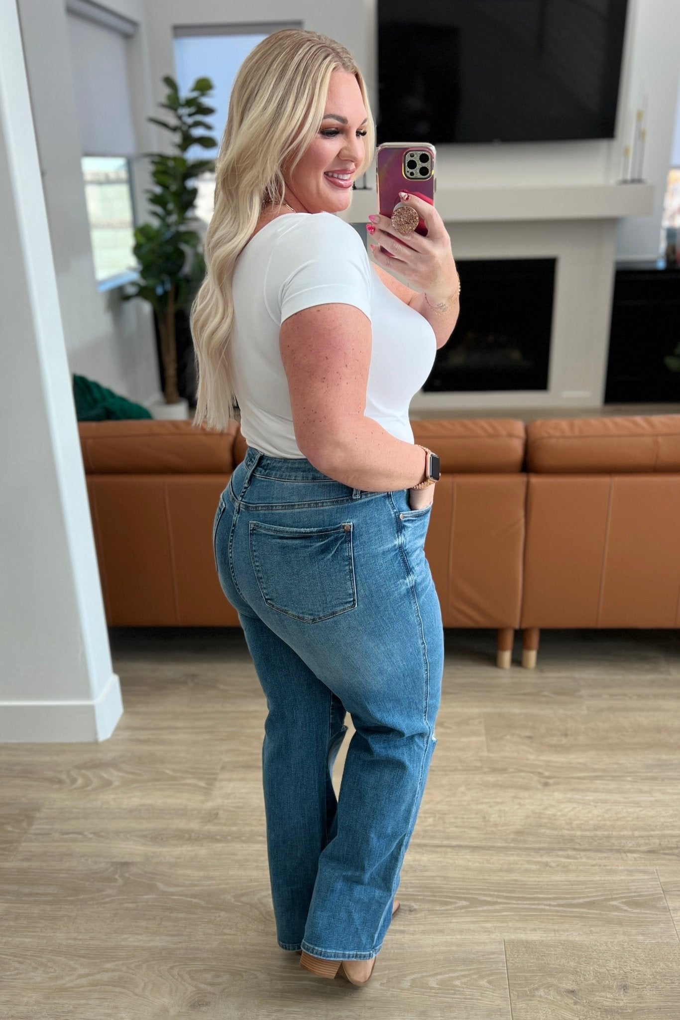 Bree High Rise Control Top Distressed Straight Jeans - Loving God