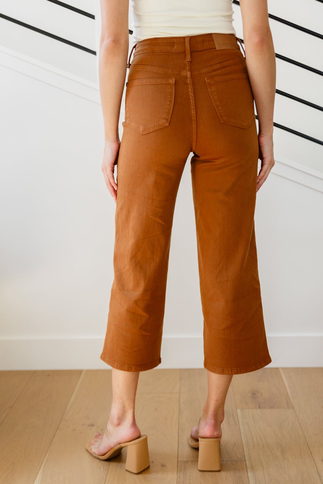 Briar High Rise Control Top Wide Leg Crop Jeans in Camel - Loving God