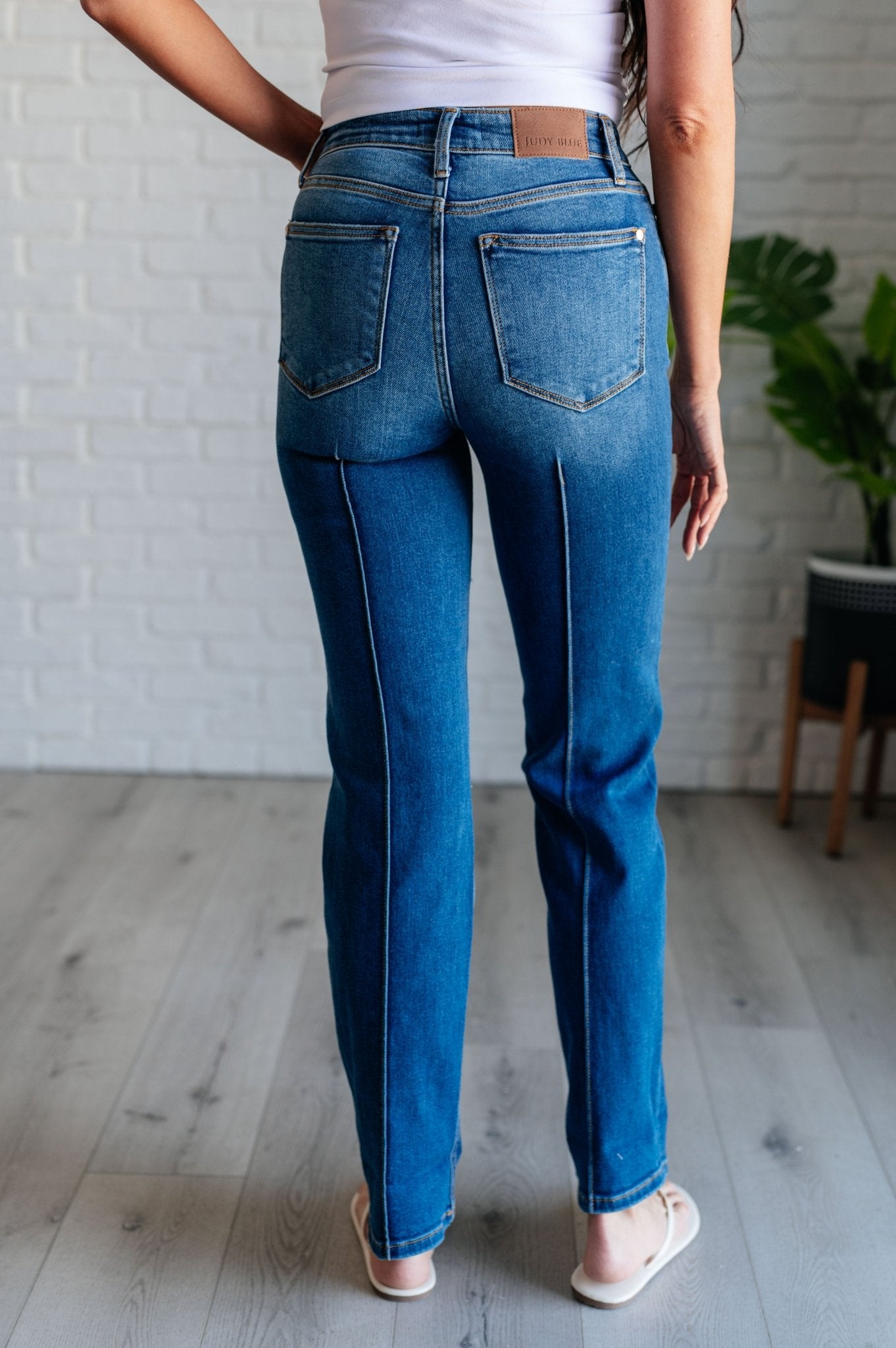 Campbell High Rise Center Seam Detail Straight Jeans - Loving God