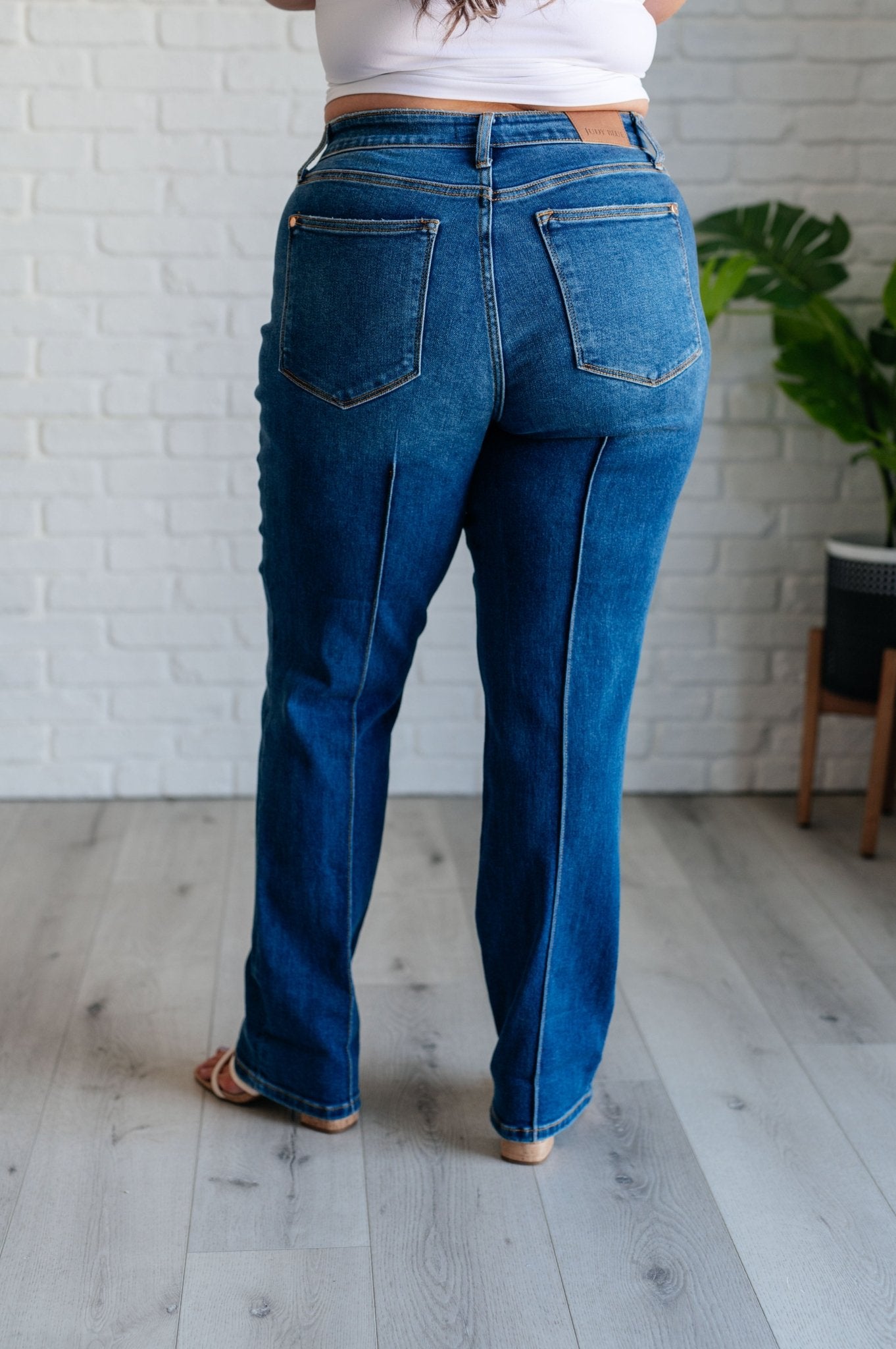 Campbell High Rise Center Seam Detail Straight Jeans - Loving God