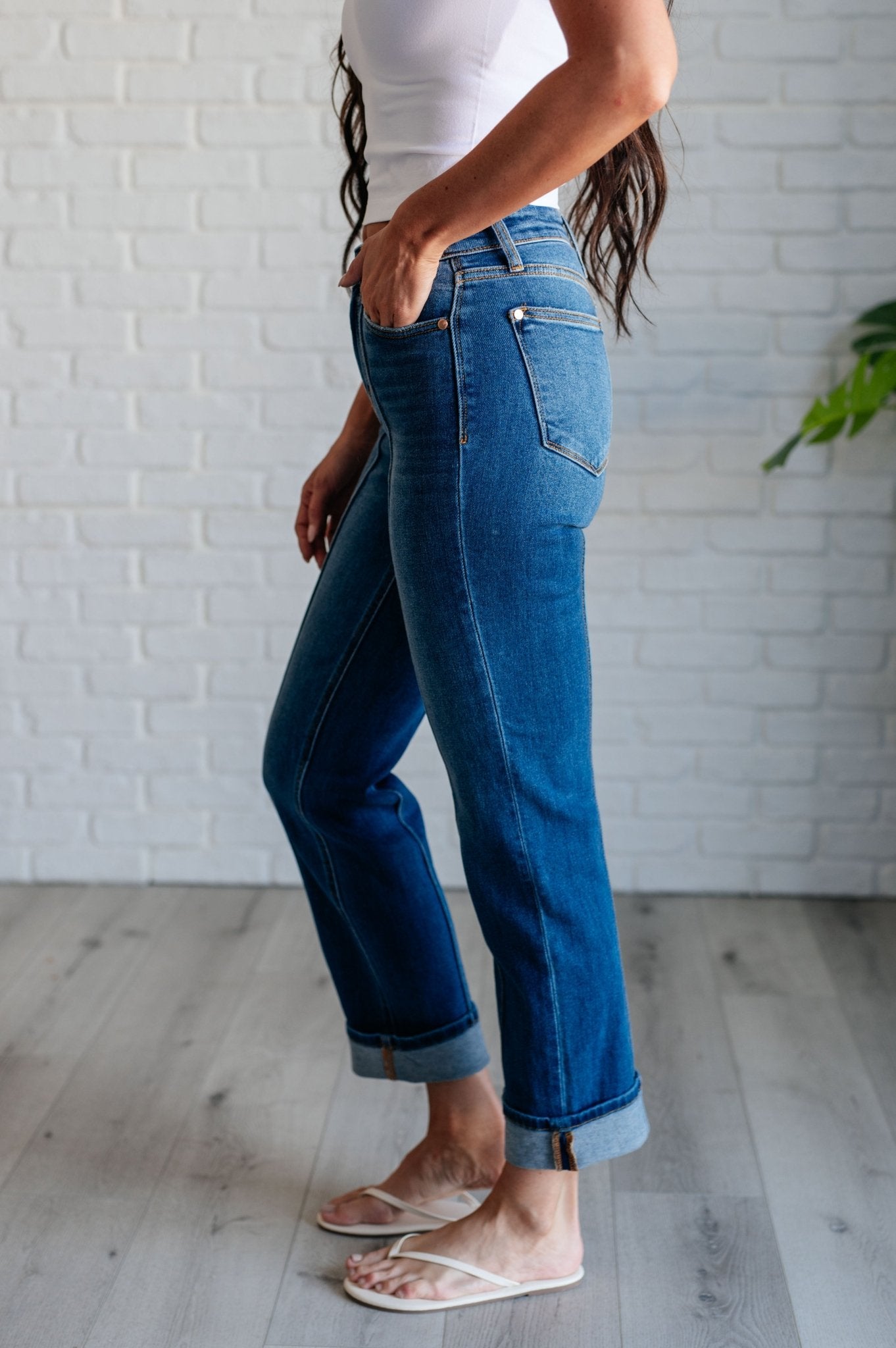 Campbell High Rise Center Seam Detail Straight Jeans - Loving God
