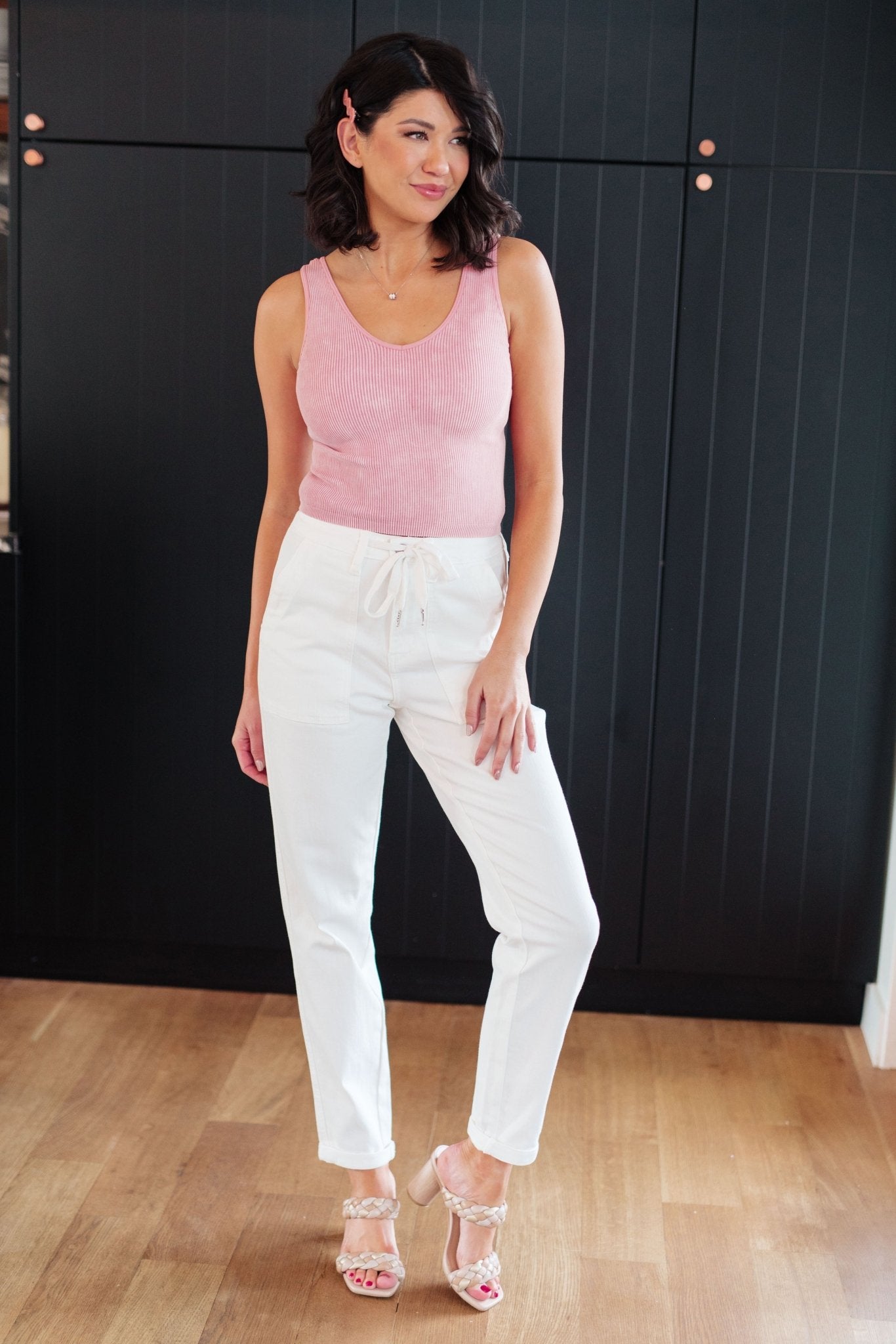Charlene High Rise Jogger in Ecru - Loving God