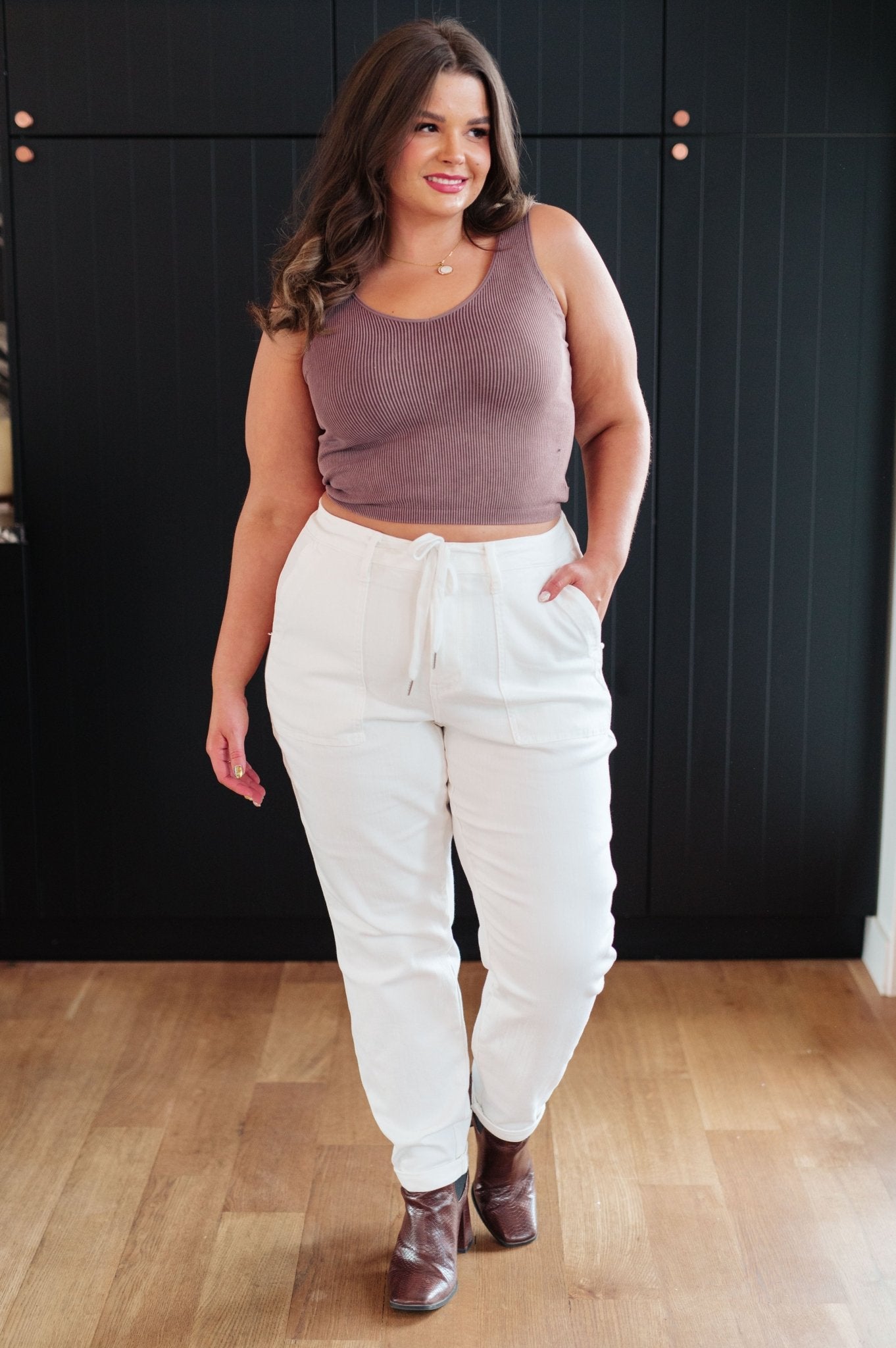 Charlene High Rise Jogger in Ecru - Loving God