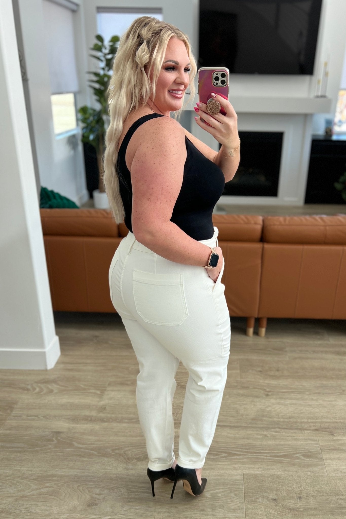 Charlene High Rise Jogger in Ecru - Loving God