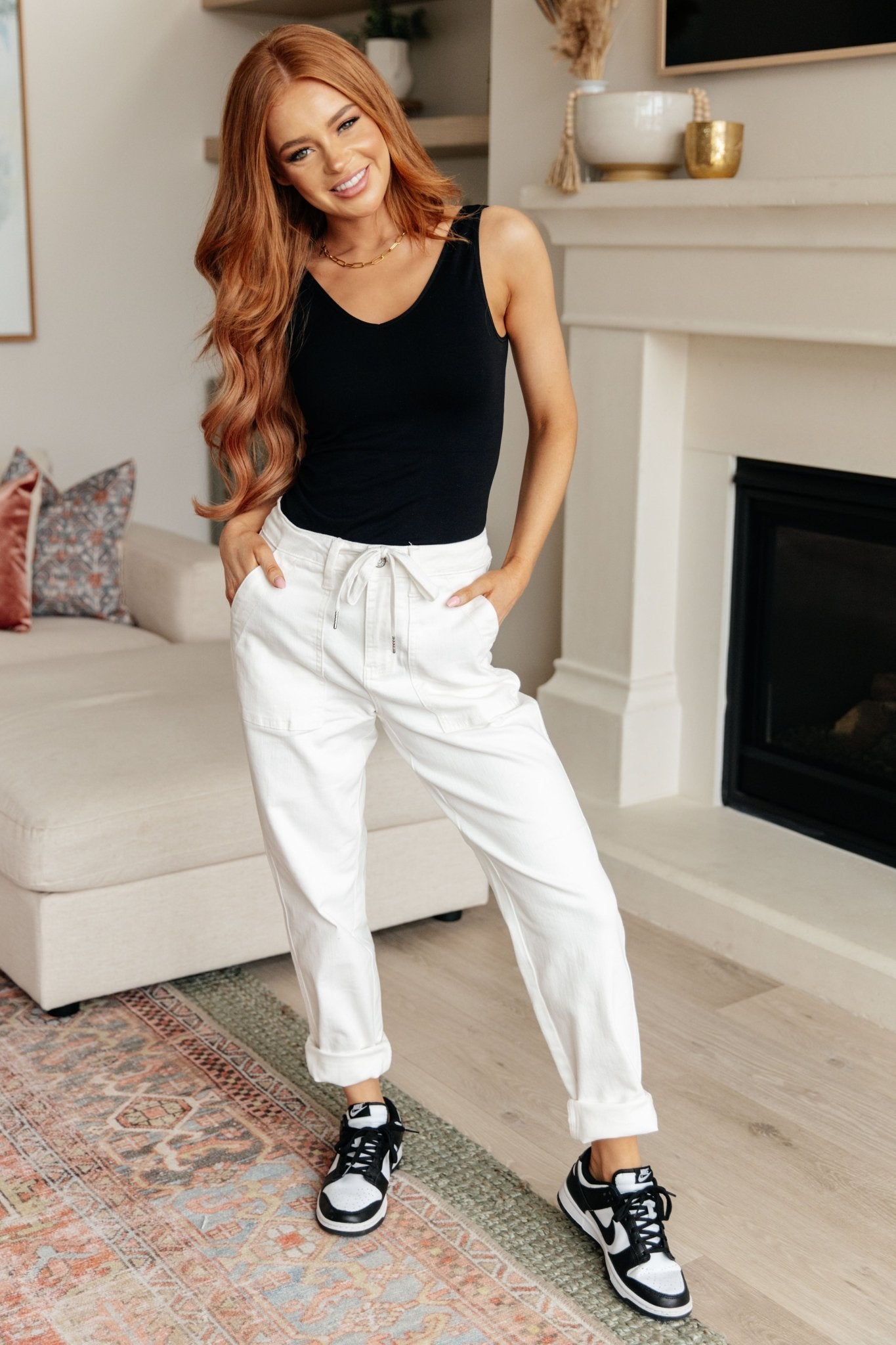 Charlene High Rise Jogger in Ecru - Loving God