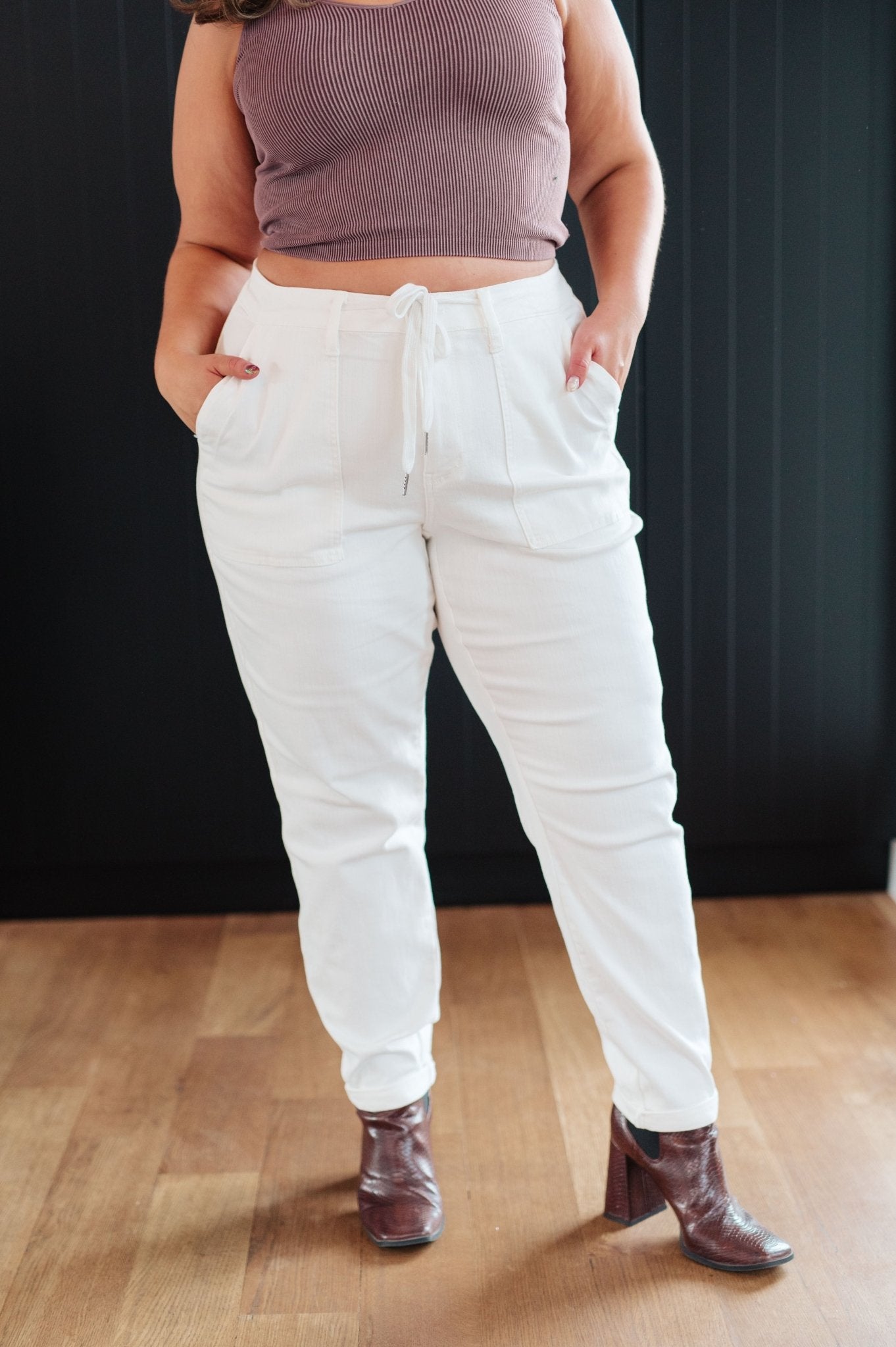 Charlene High Rise Jogger in Ecru - Loving God