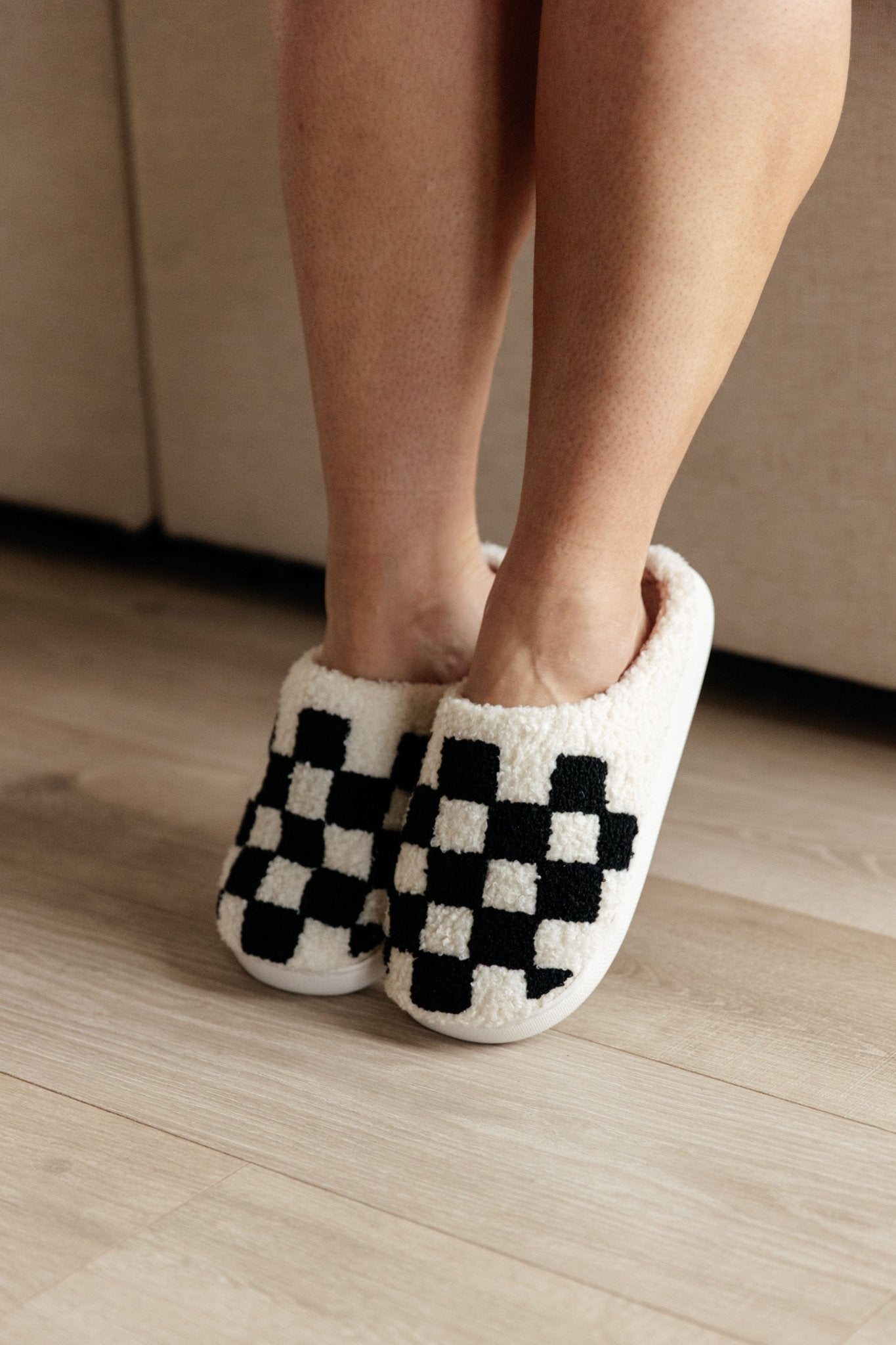 Checked Out Slippers in Black - Loving God