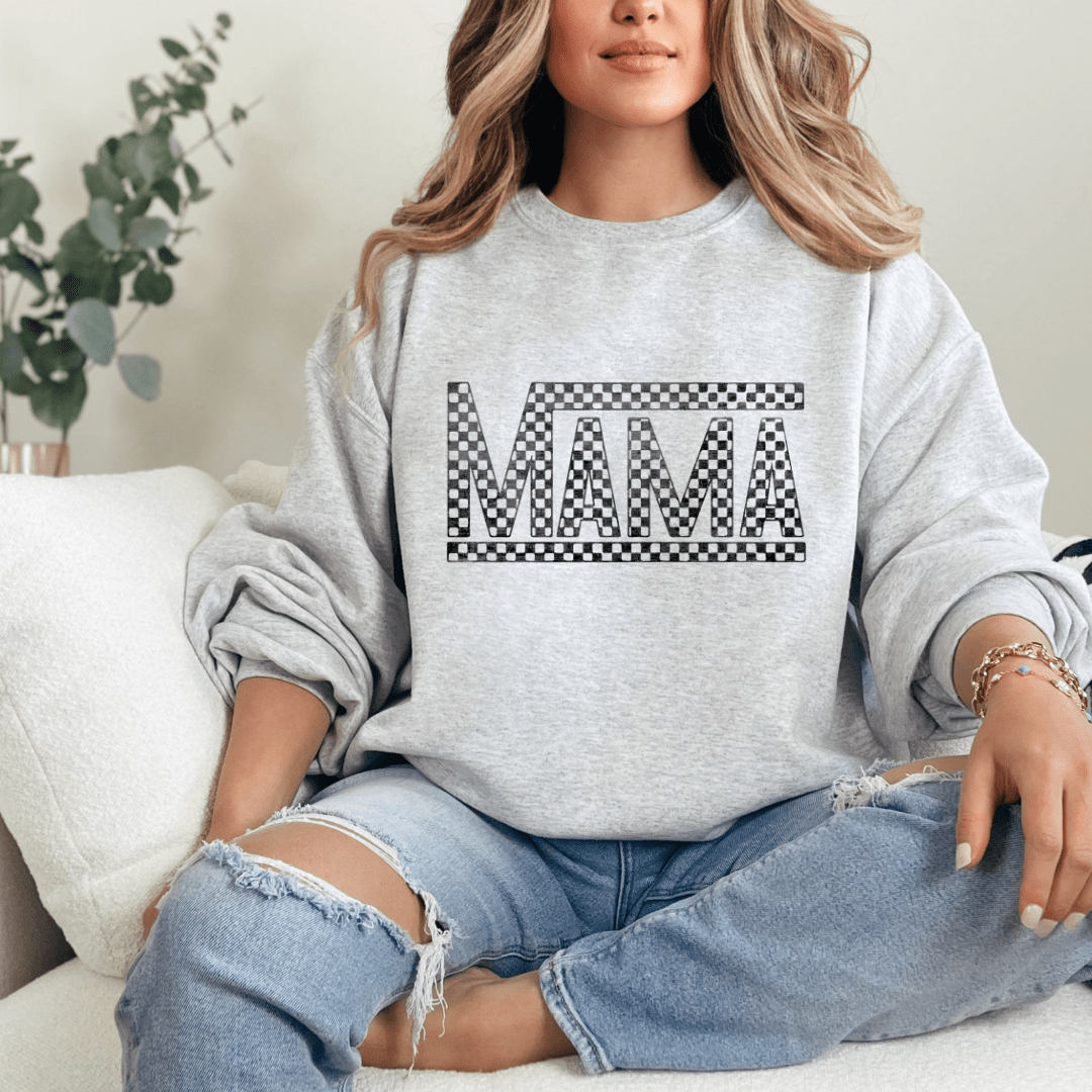 Checkered Mama Graphic Sweatshirt - Loving God