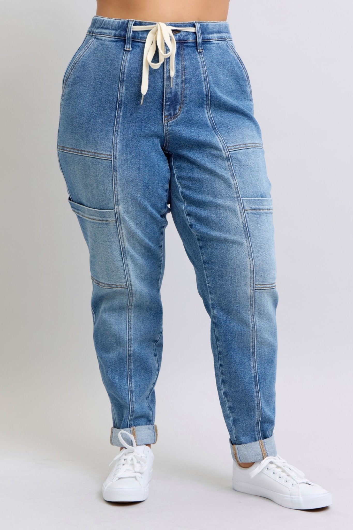 Clayton High Rise Cuffed Cargo Denim Jogger - Loving God