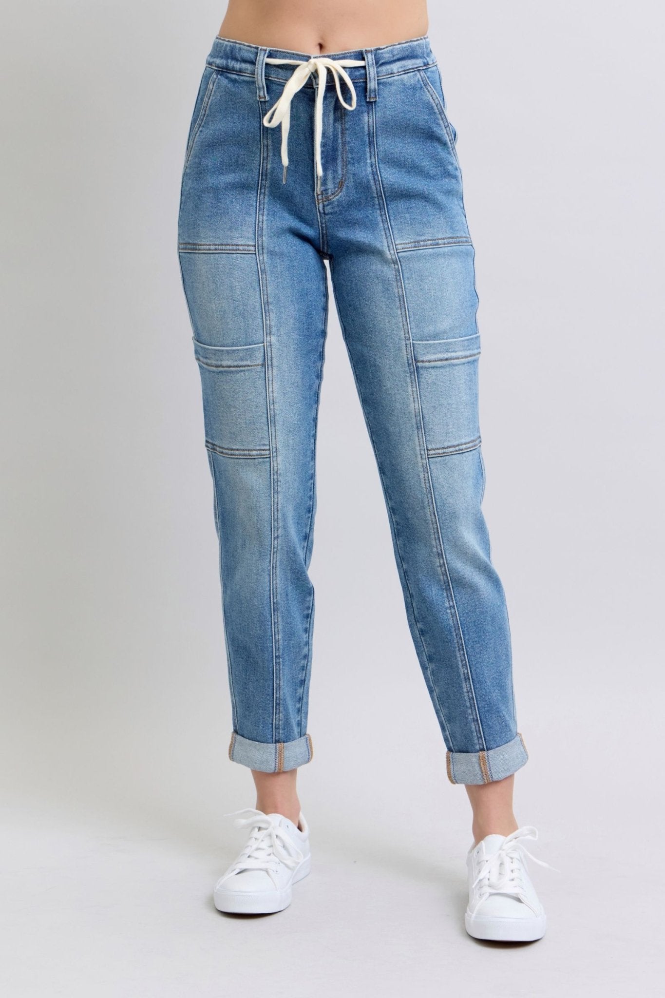 Clayton High Rise Cuffed Cargo Denim Jogger - Loving God