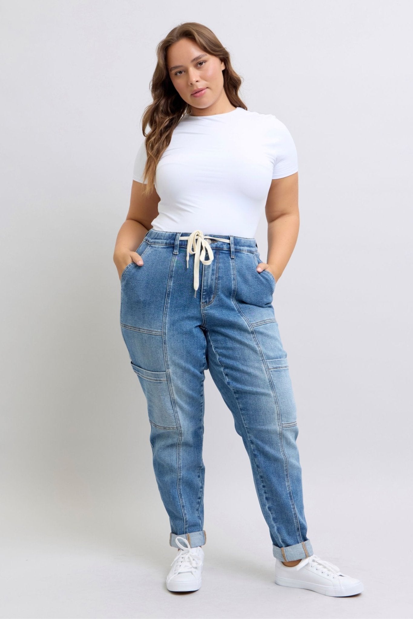 Clayton High Rise Cuffed Cargo Denim Jogger - Loving God