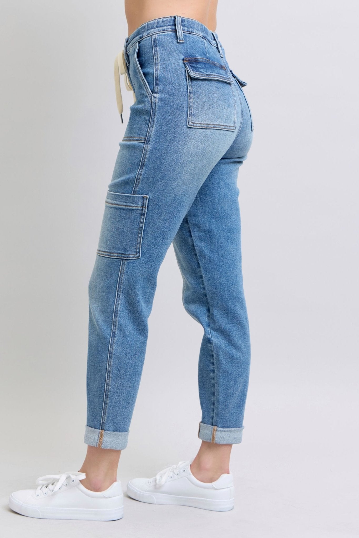 Clayton High Rise Cuffed Cargo Denim Jogger - Loving God