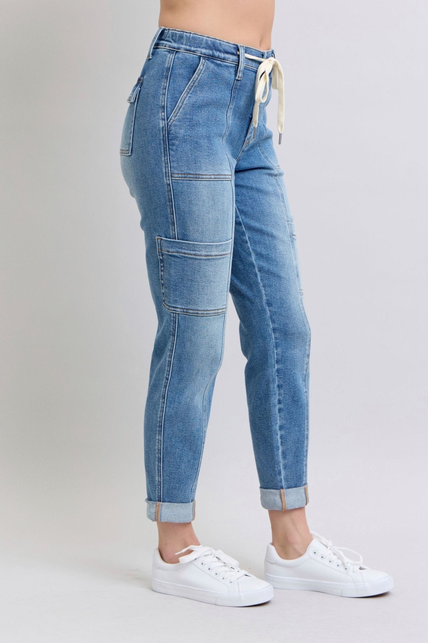 Clayton High Rise Cuffed Cargo Denim Jogger - Loving God