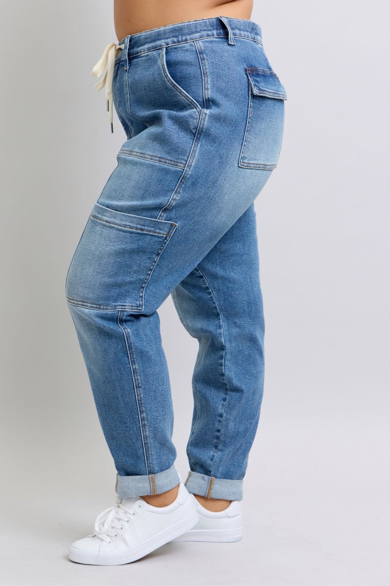 Clayton High Rise Cuffed Cargo Denim Jogger - Loving God