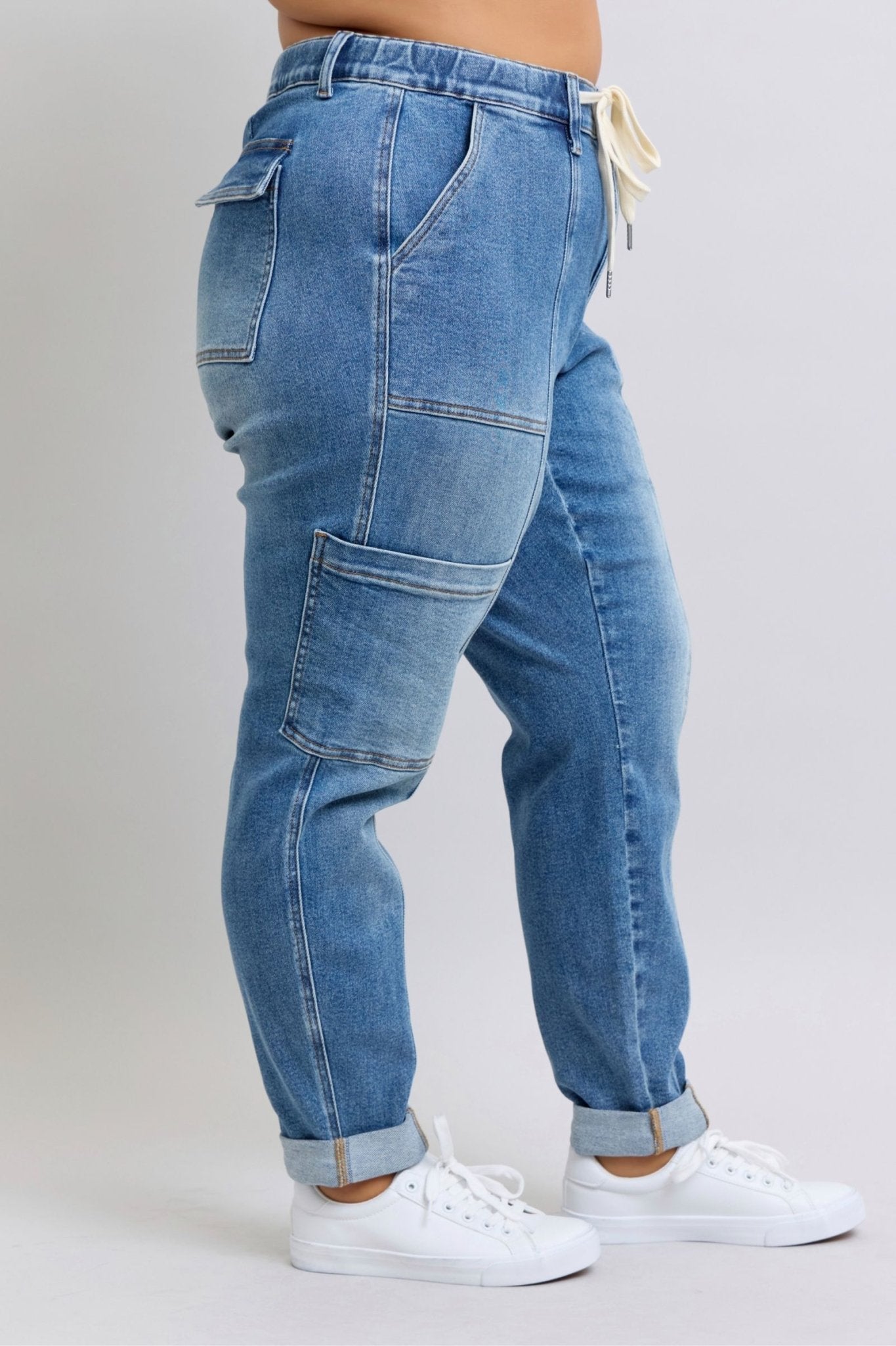 Clayton High Rise Cuffed Cargo Denim Jogger - Loving God