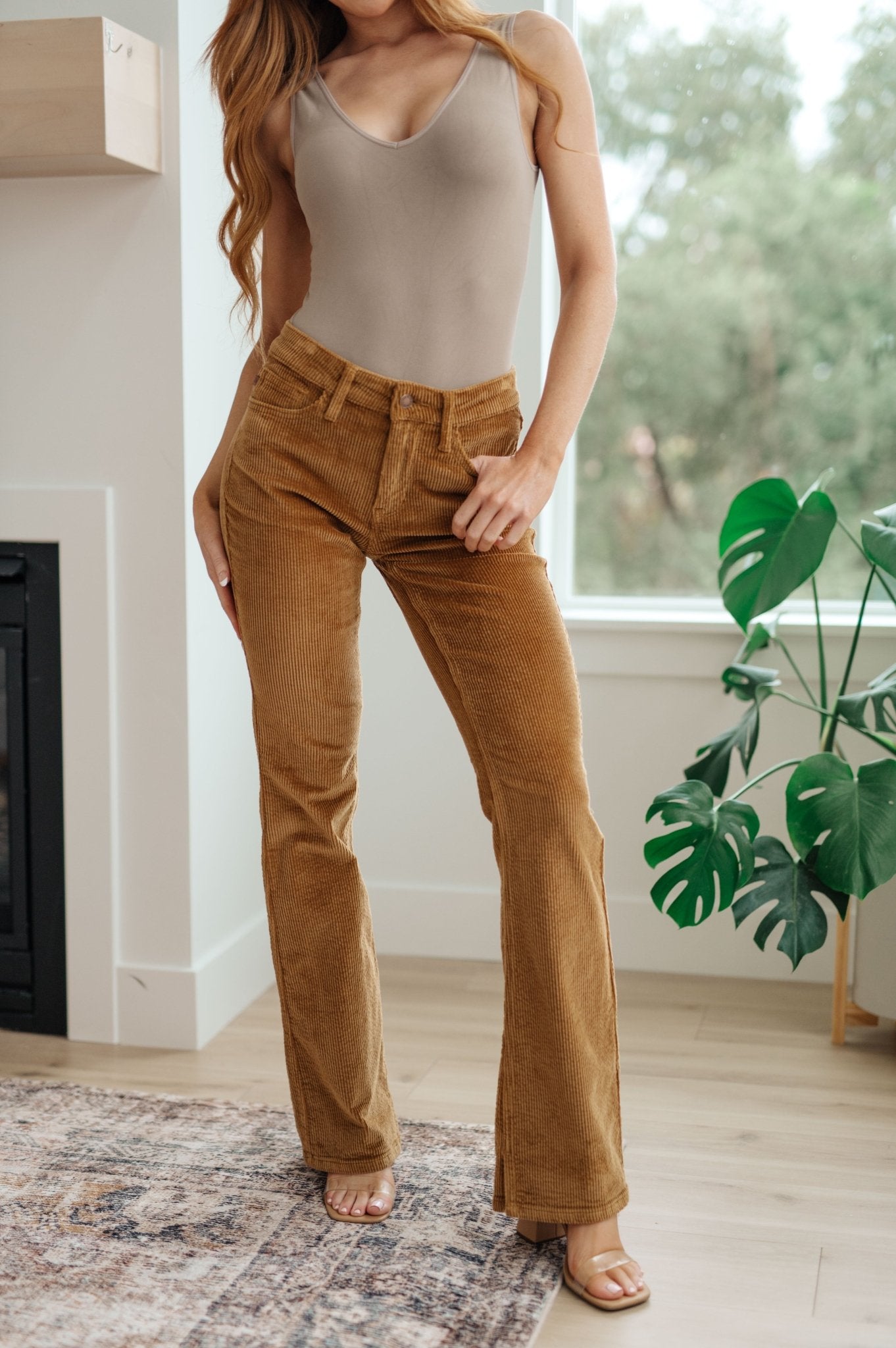 Cordelia Bootcut Corduroy Pants in Camel - Loving God