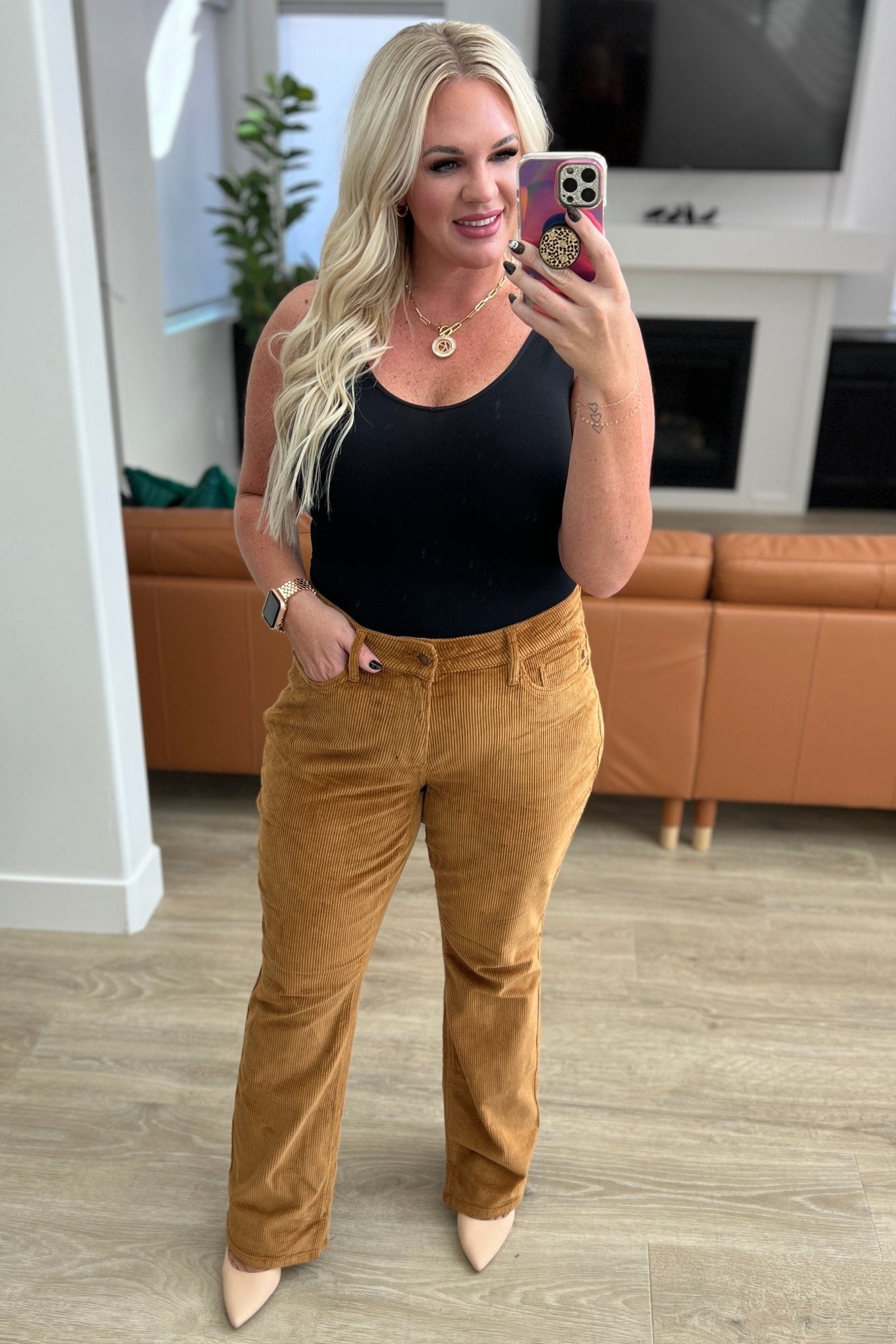 Cordelia Bootcut Corduroy Pants in Camel - Loving God