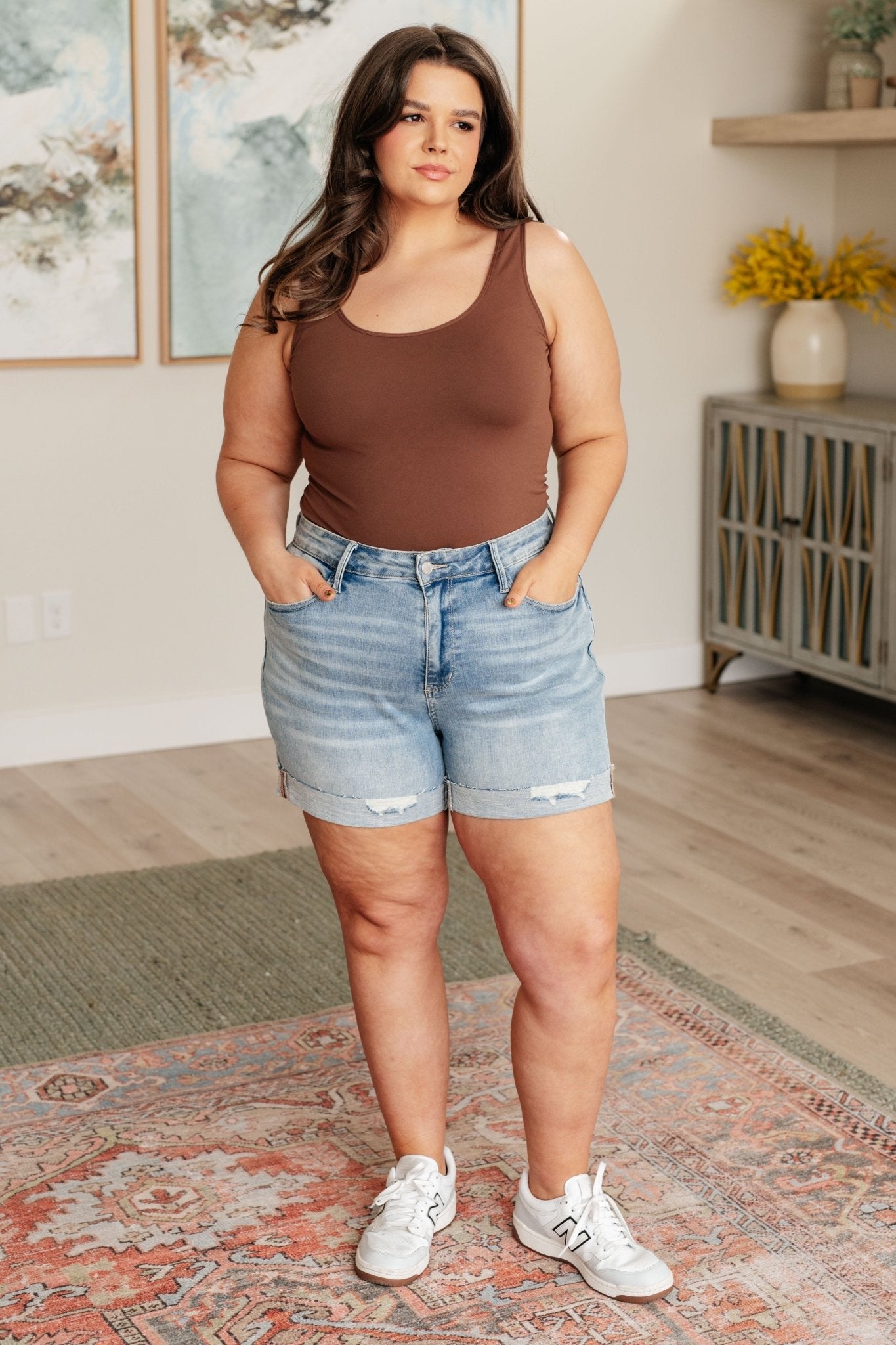 Darlene High Rise Distressed Cuffed Cutoff Shorts - Loving God
