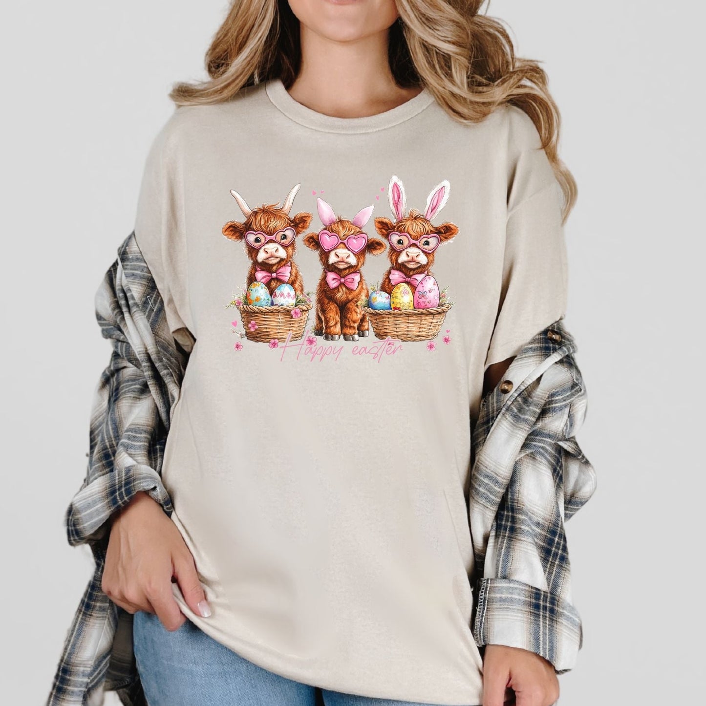 Easter Basket Highland Cow Graphic Tee - Loving God