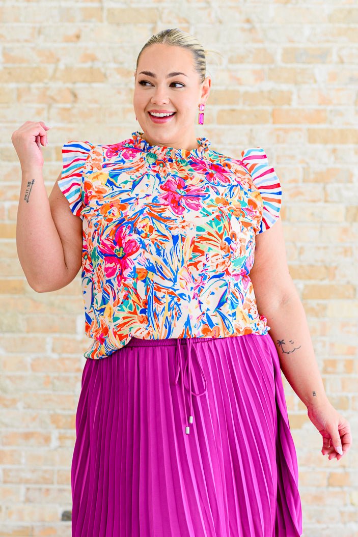 Get Out of Town Ruffle Sleeve Top - Loving God