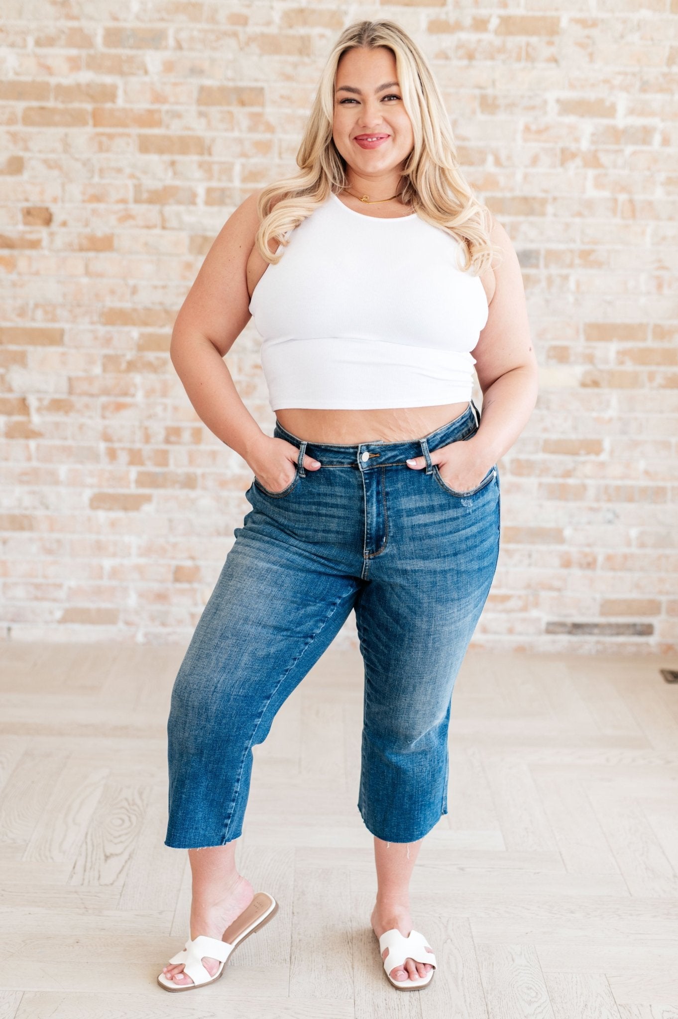 Hayes High Rise Wide Leg Crop Jeans - Loving God