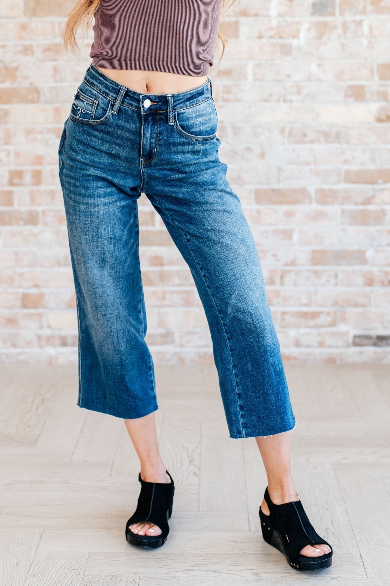 Hayes High Rise Wide Leg Crop Jeans - Loving God