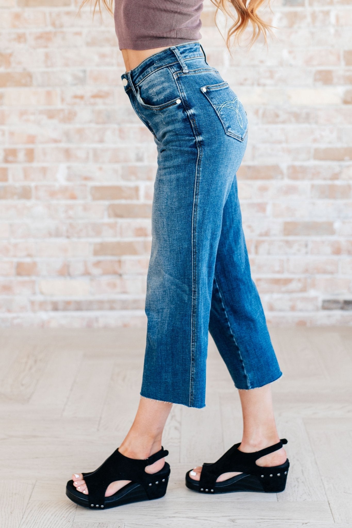 Hayes High Rise Wide Leg Crop Jeans - Loving God