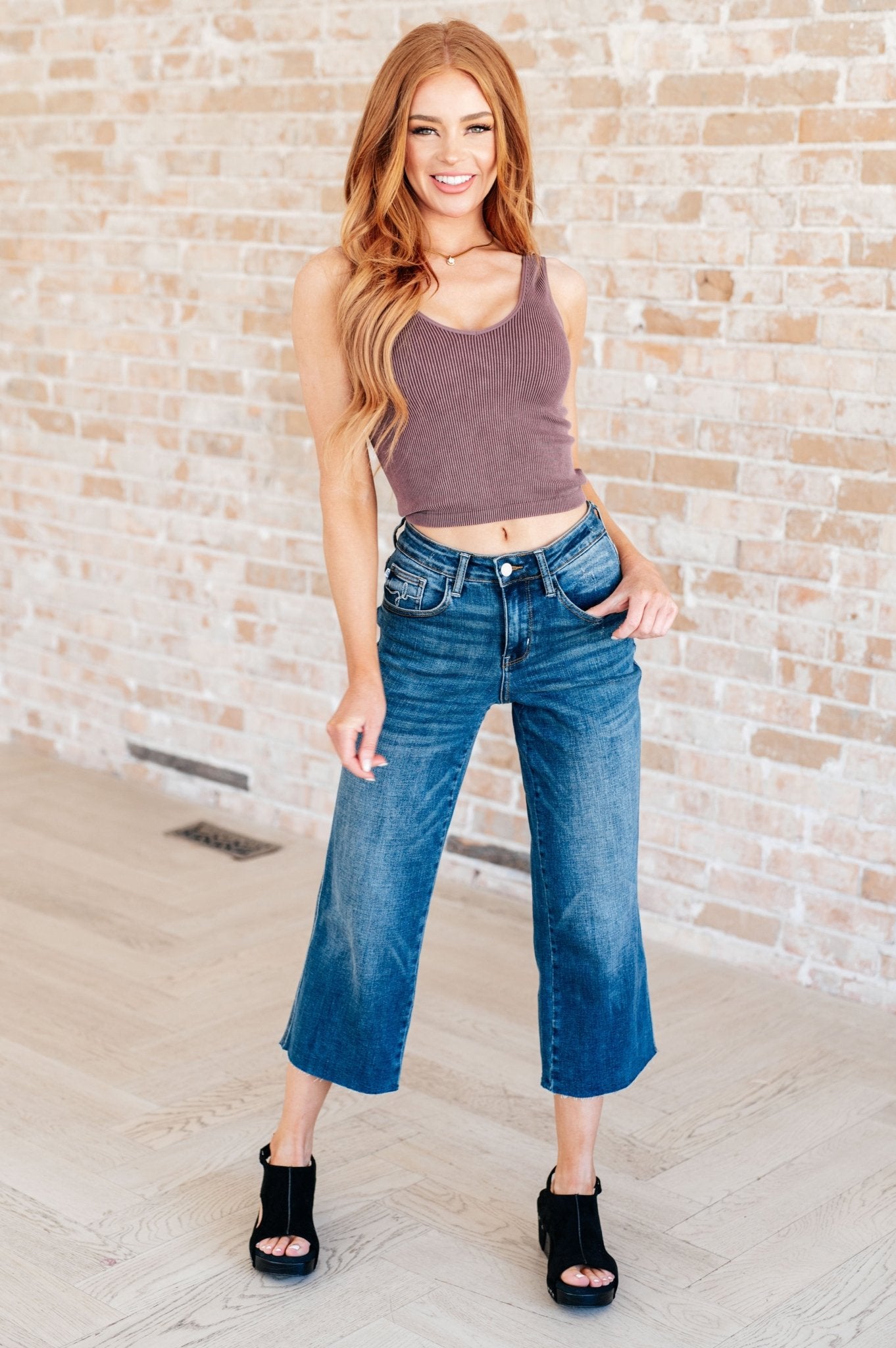 Hayes High Rise Wide Leg Crop Jeans - Loving God