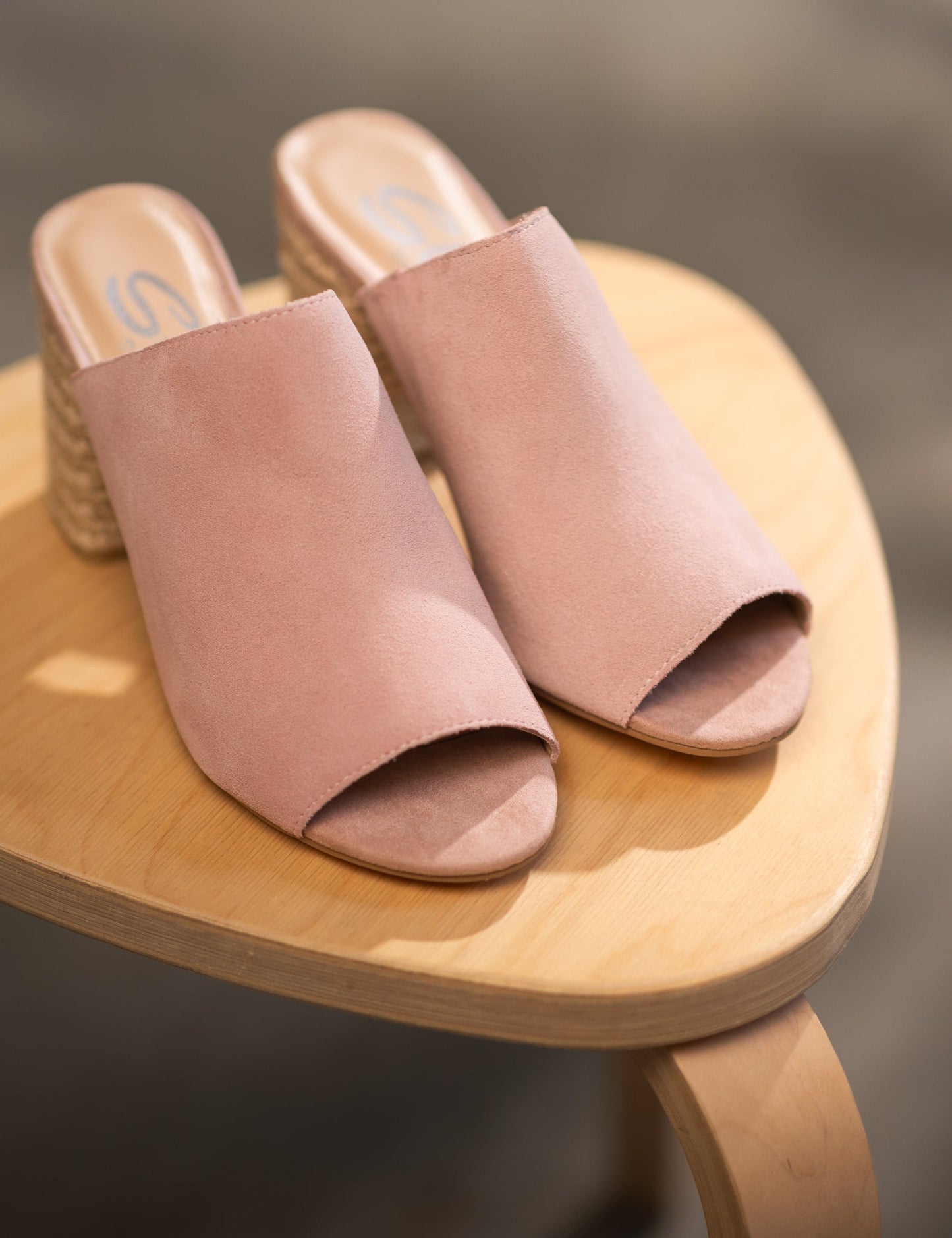 Helena Heeled Sandal in Blush Suede - Loving God