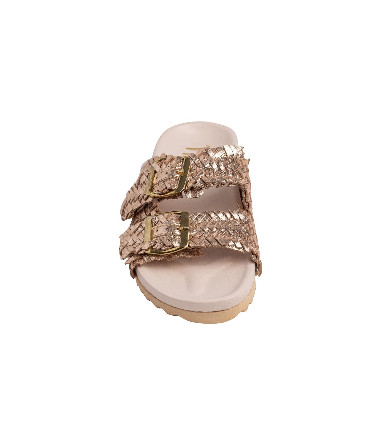 Intertwine Dual Woven Strap Slide in Champagne - Loving God