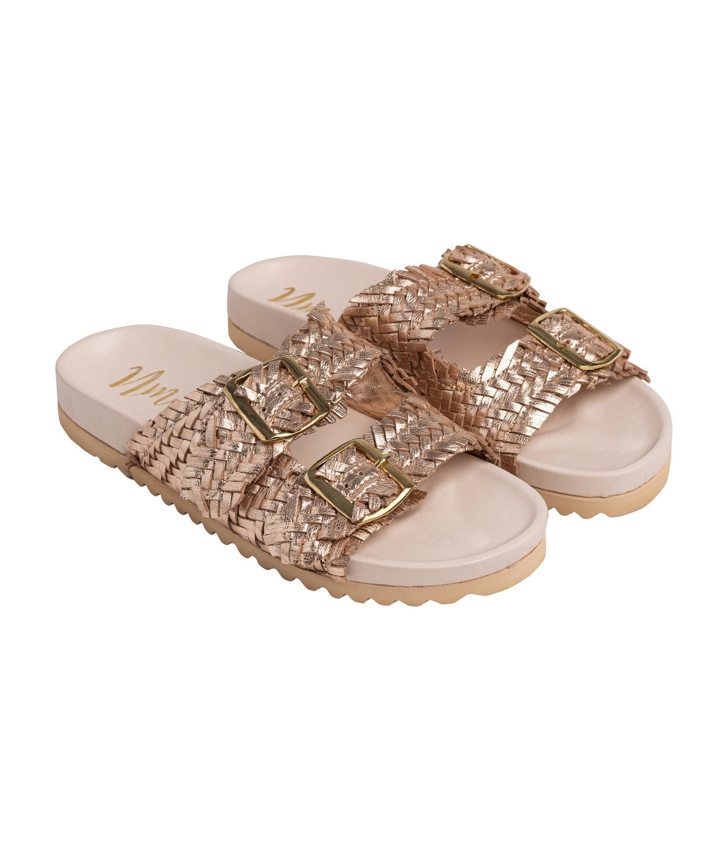 Intertwine Dual Woven Strap Slide in Champagne - Loving God
