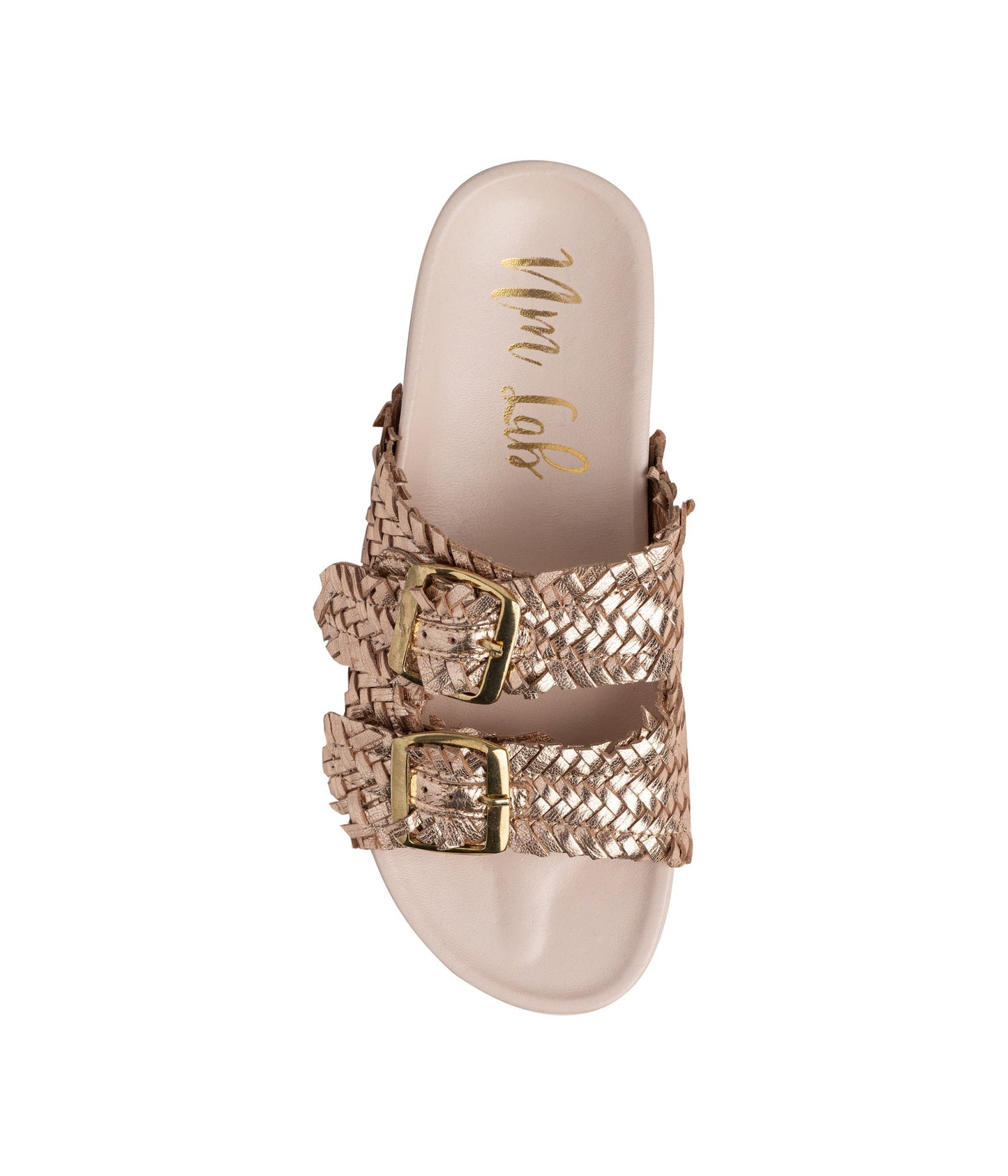 Intertwine Dual Woven Strap Slide in Champagne - Loving God