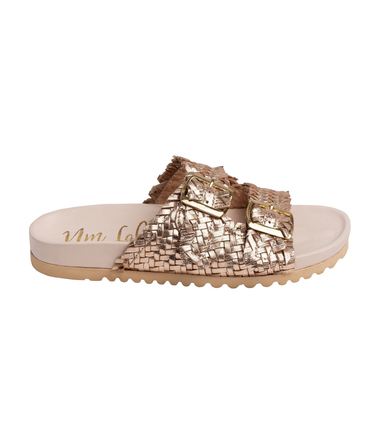 Intertwine Dual Woven Strap Slide in Champagne - Loving God