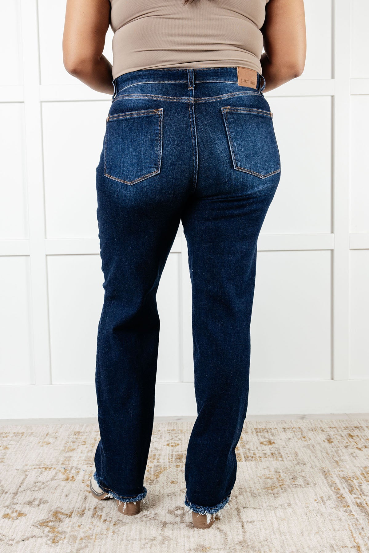 Jacqueline Mid Rise Frayed Hem Straight Leg Jean - Loving God