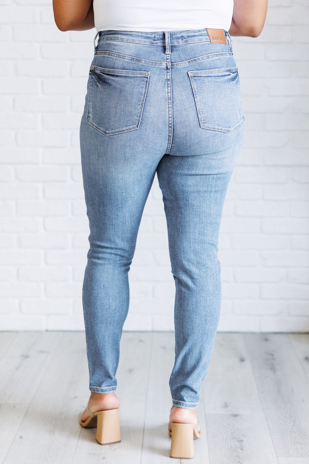 Justine High Rise Control Top Contrast Wash Skinny Jeans - Loving God